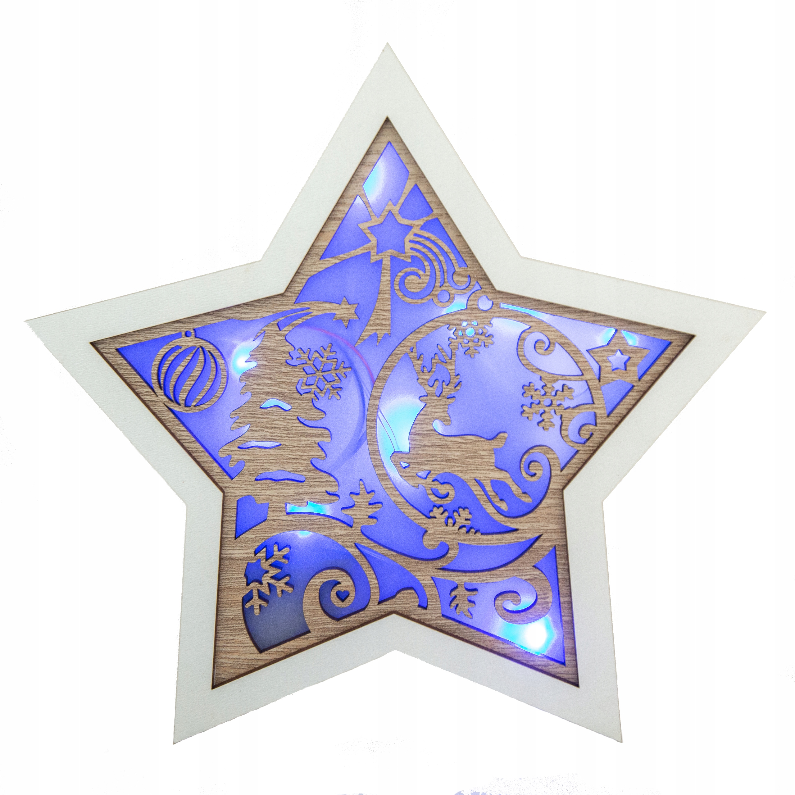 

ozdoby świąteczne drewniana gwiazda Led różne wzor