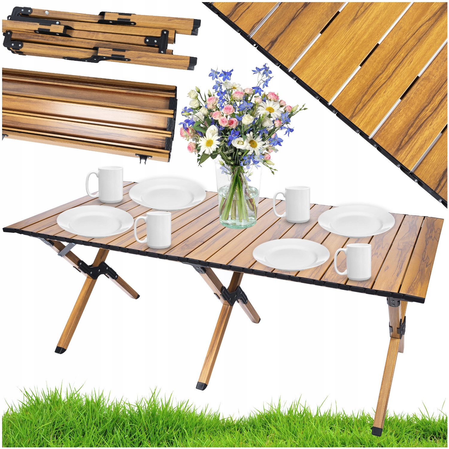 Stół Składany Turystyczny 120 X 60 Cm Stolik Aluminiowy Kempingowy Piknik