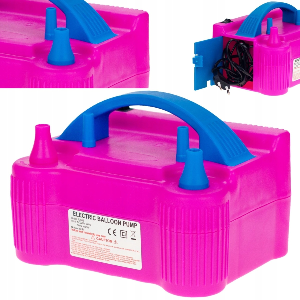 2x TG70421 Elektrická Pumpa Na Balónky 2 Trysky Silná Rychlá 230v 600w bal
