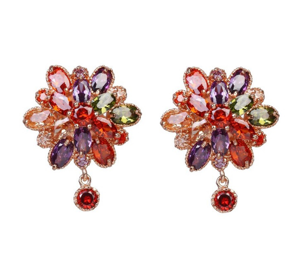 

Czarujące, złote kolczyki Swarovski Multicolor 14k