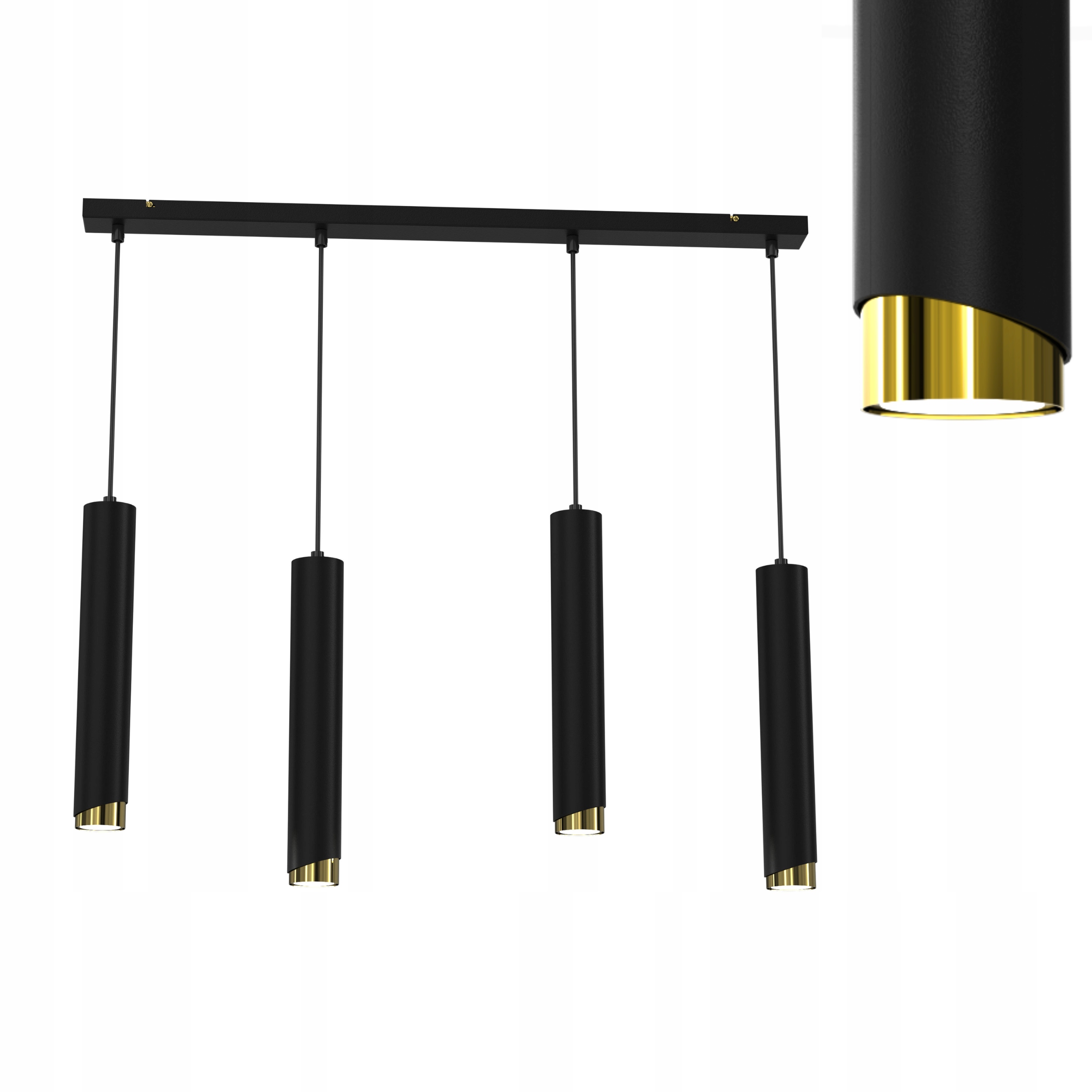 Závesná Stropná Lampa Tuby Metal GU10 Loft Spot Čierna Gold Sopel