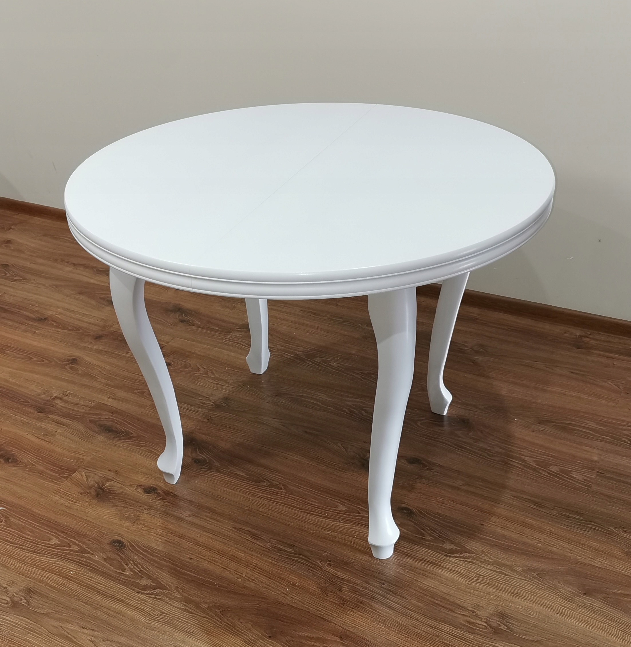 PIĘKNY stół okrągły FI 100+40/140 biały ludwik Materiał drewno