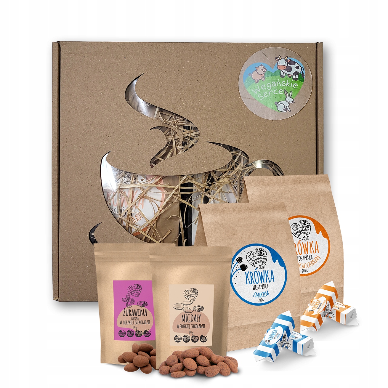 "kawa" Zestaw Prezentowy Wegańskich Słodyczy 600g (krówki, bakalie)