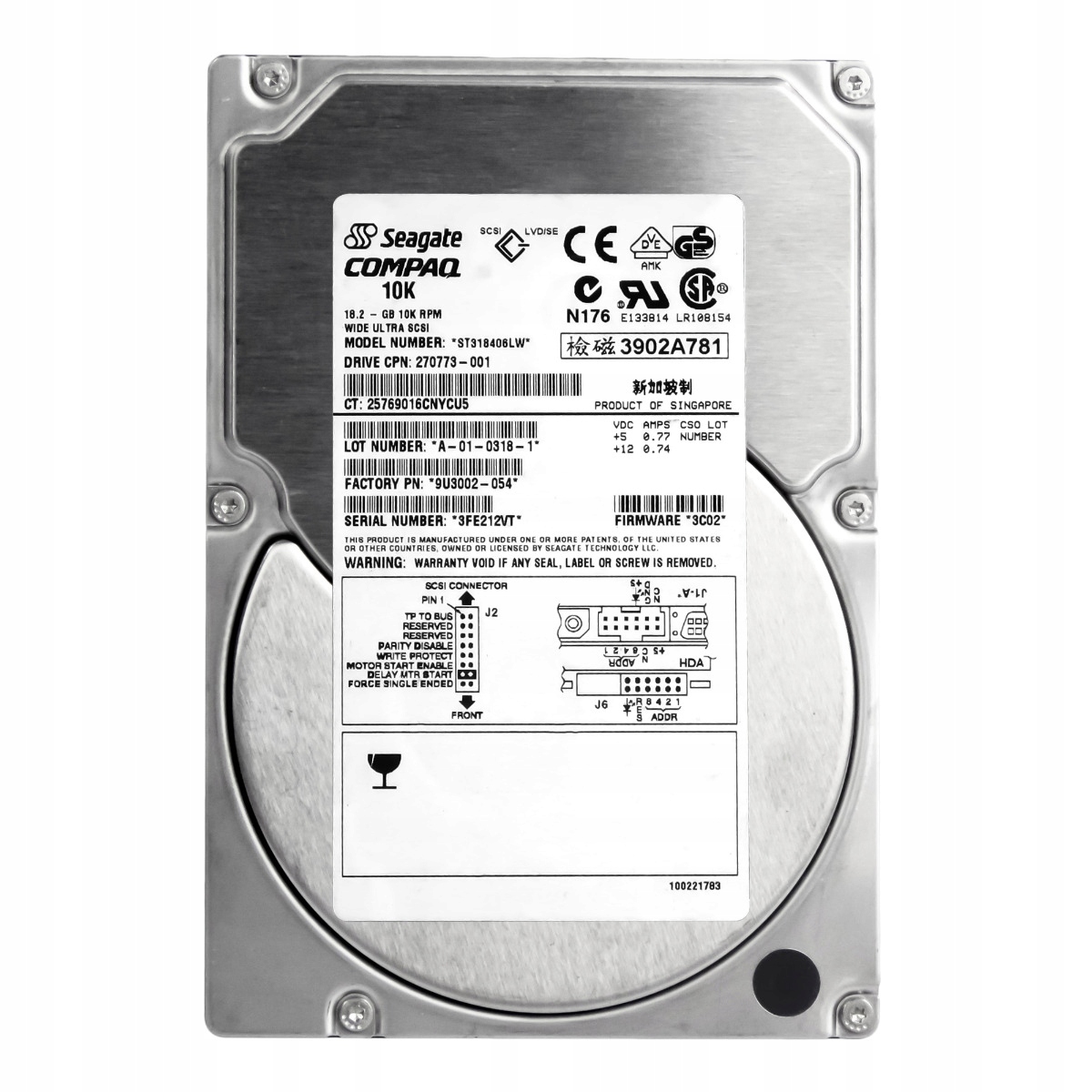 Compaq 270773-001 18,2 Gb 10K 4MB Scsi U160 3,5'' ST318406LW