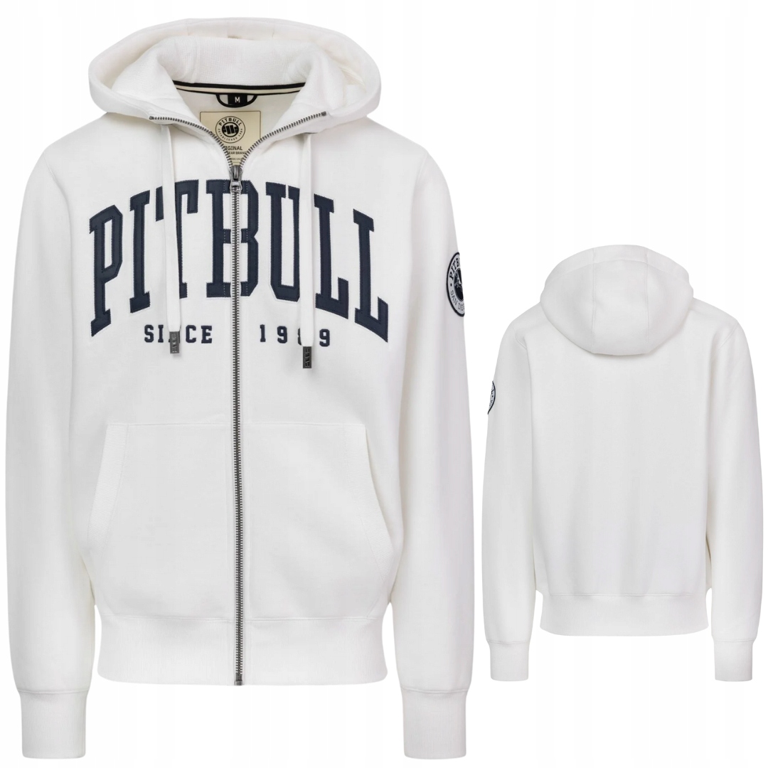 Rozepínací Mikina mikina s kapucí Pitbull West Coast Norton, bílá, velikost S Kapucí