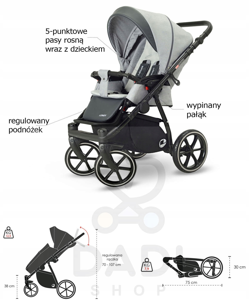 Lonex Sport Lekka spacerówka dwukierunkowa EAN (GTIN) 5901703255818