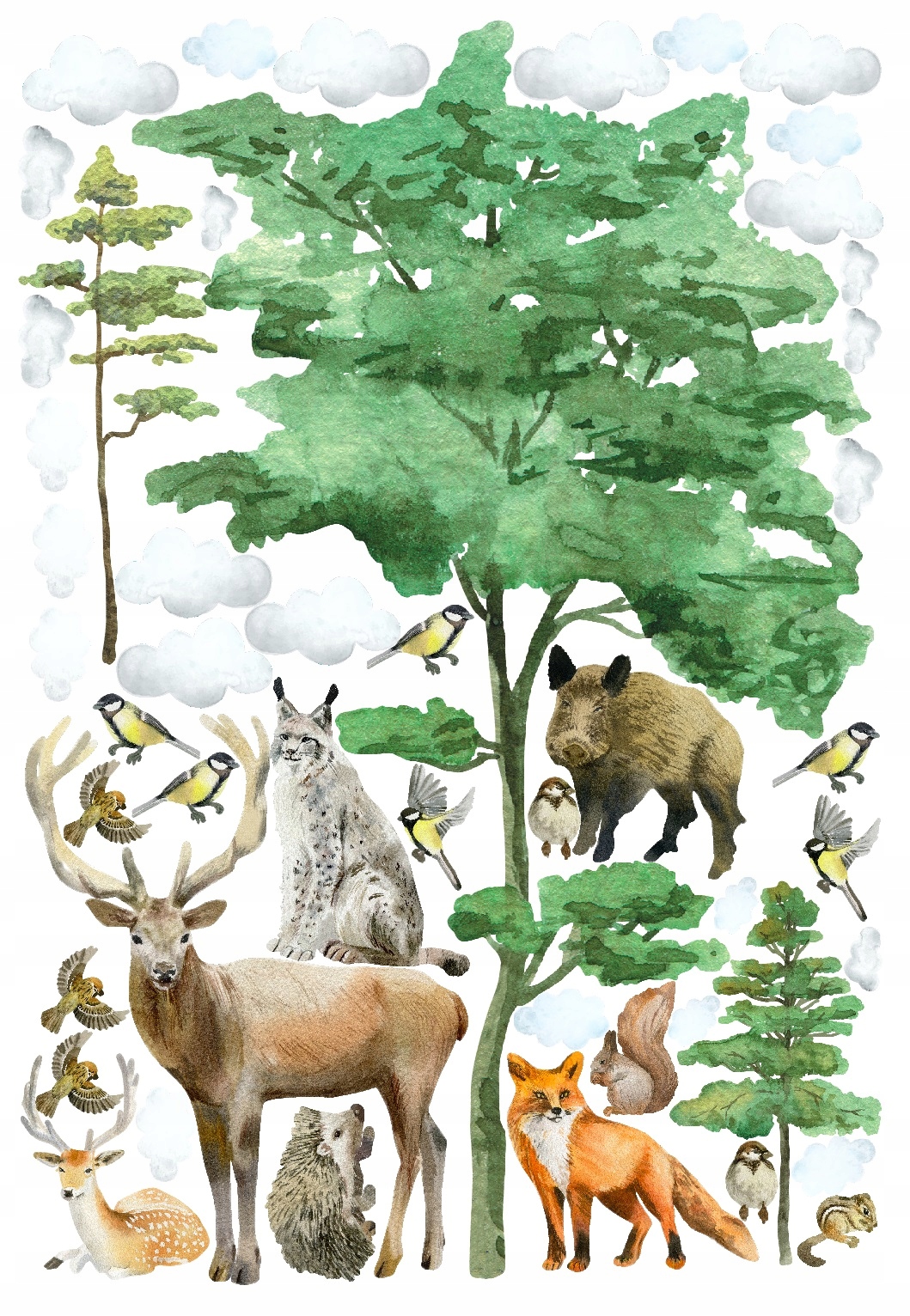 

Naklejki na ścianę dla dzieci Las zwierzęta drzewa