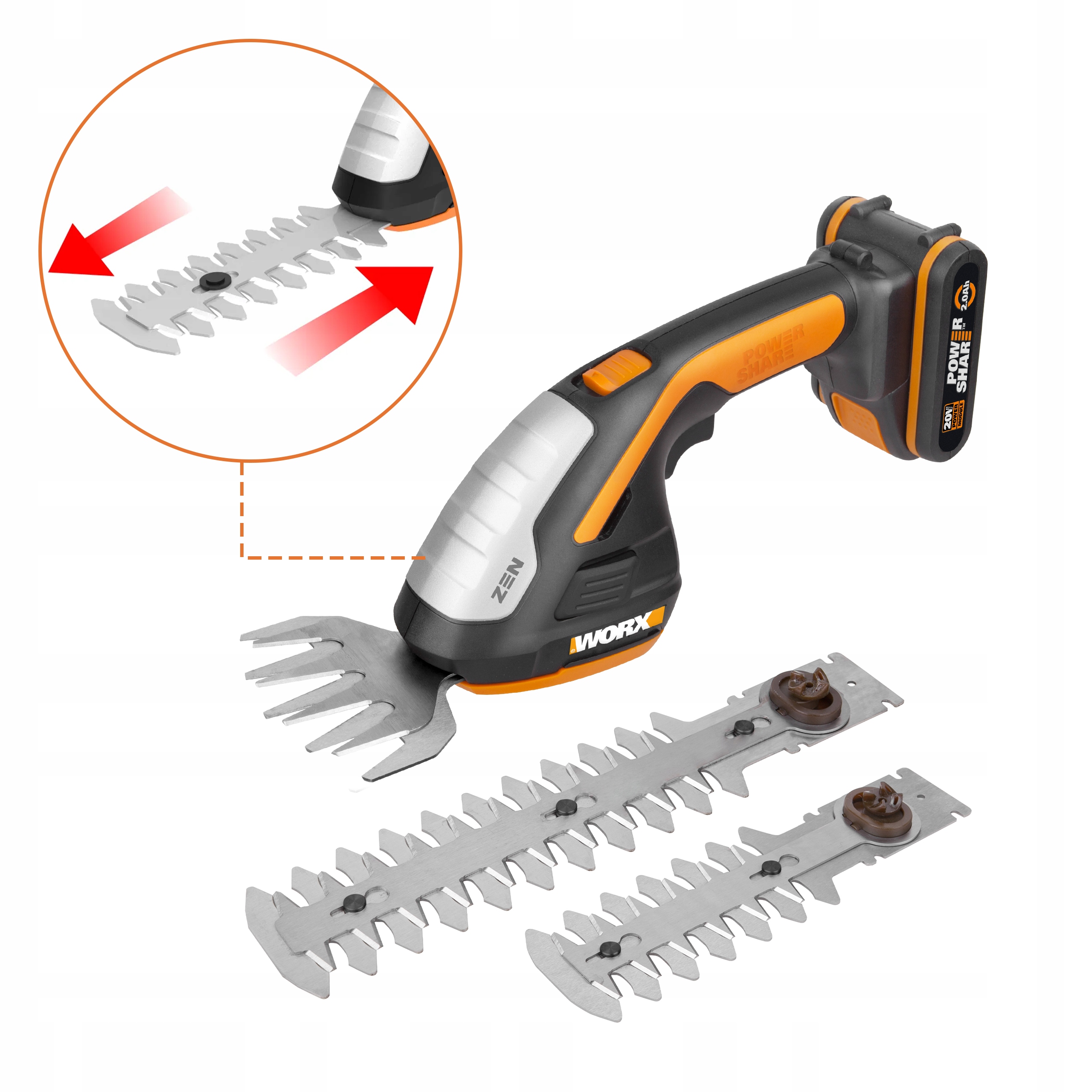 Trymer do trawy i krzewów Zen Worx WG801E 3w1 20V