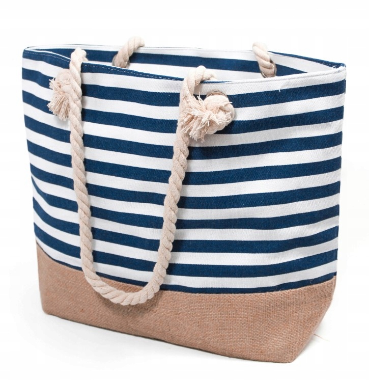 TORBA PLAŻOWA MARYNARSKA W PASKI ZAPINANA MIEJSKA SHOPPER NA ZAKUPY PLAŻĘ Marka inna