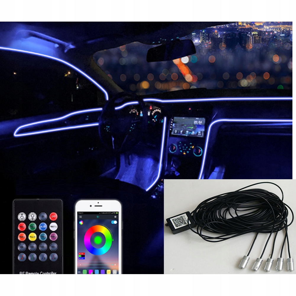 5813836ALIT - 5X 6M волоконно-оптический провод RGB LED AMBIENT LED S с пультом дистанционного управления