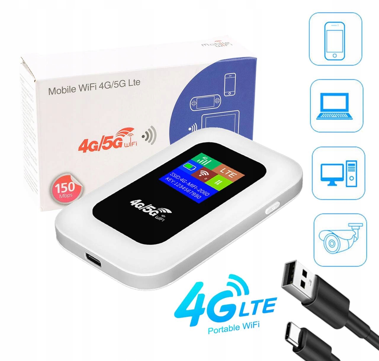 PRZENOŚNY HOTSPOT 4G LTE KARTĘ SIM WI-FI MOBILNE MODEM URZĄDZENIE ROUTER