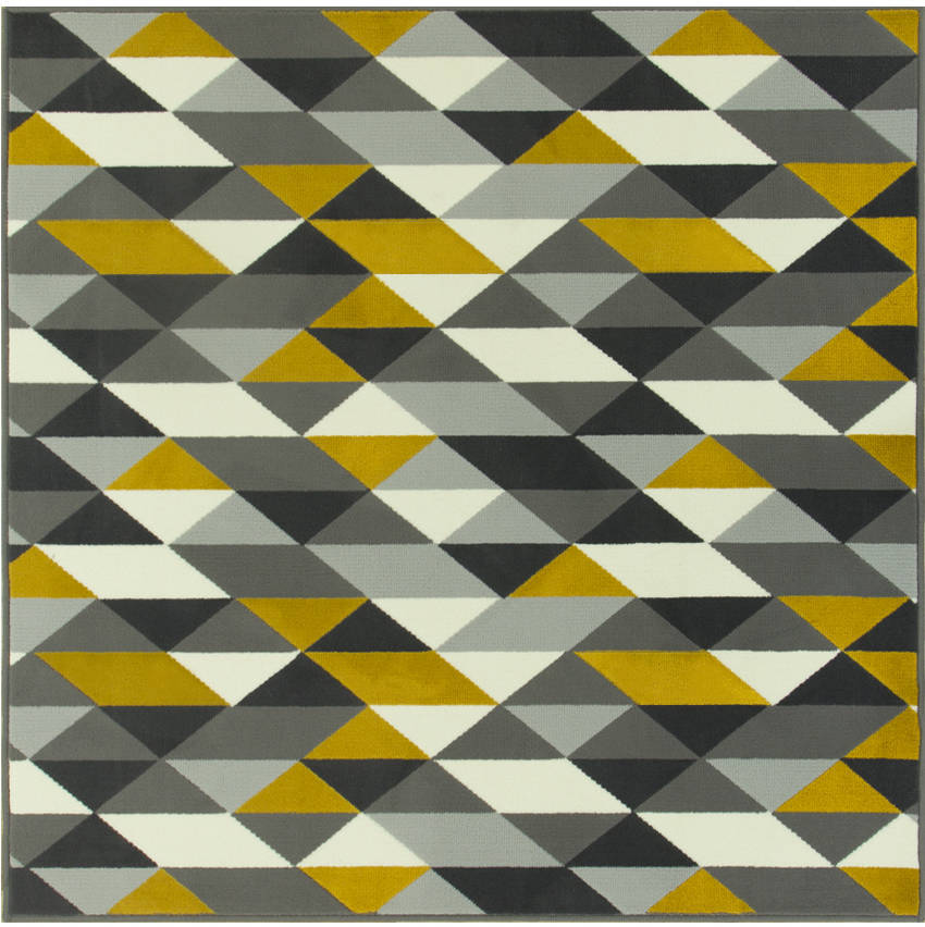 

100x100 cm Musztardowy Dywan Trójkąty Szary Żółty