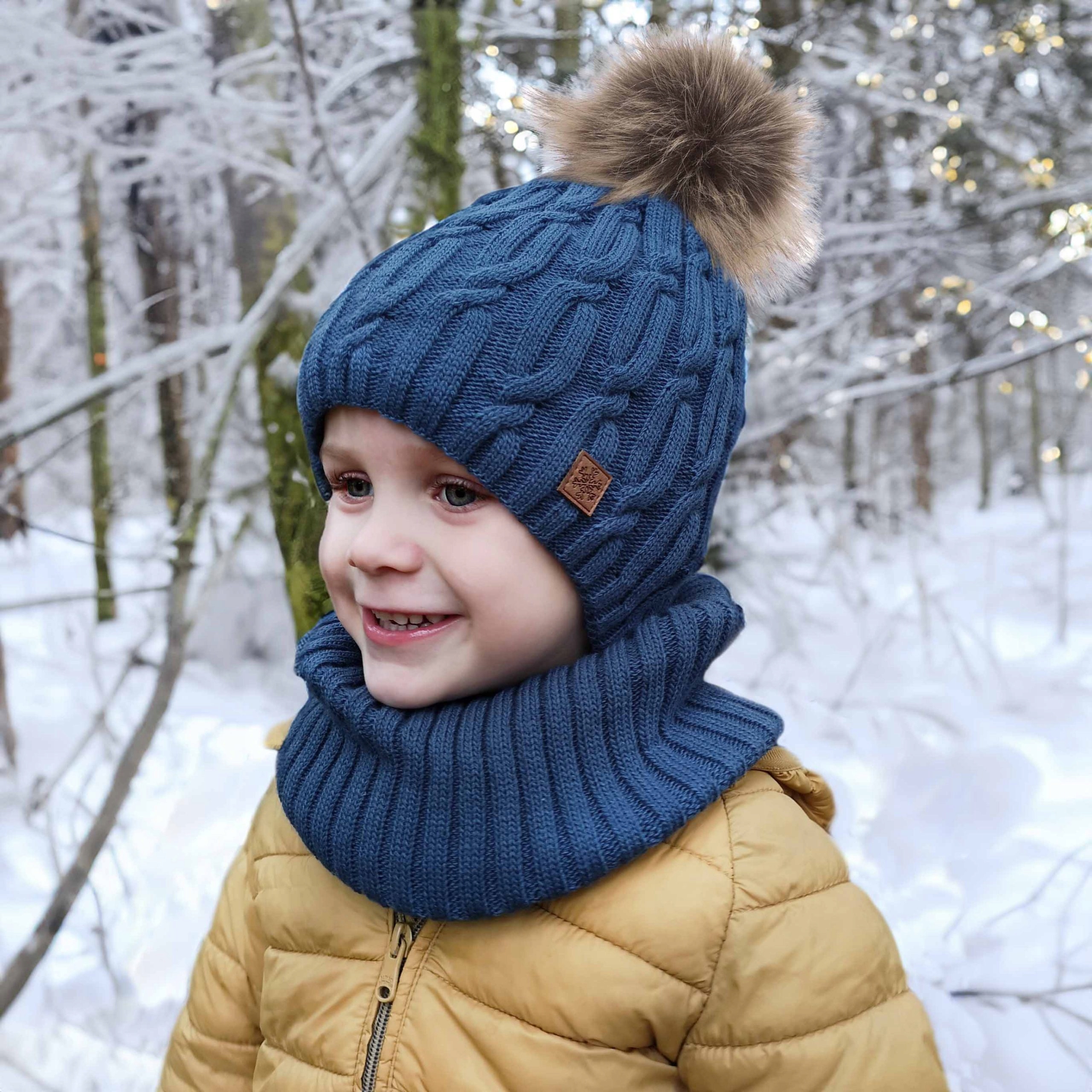 Komplet zimowy DZIECIĘCY ocieplany CZAPKA WIĄZANA KOMIN 50-52cm, 3-5 lat Marka CiuchCiuch