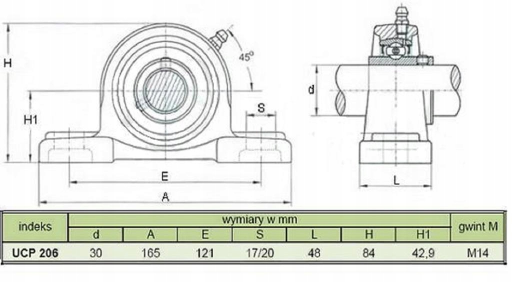 Oprawa łożyskowa UCP206 Producent części inny