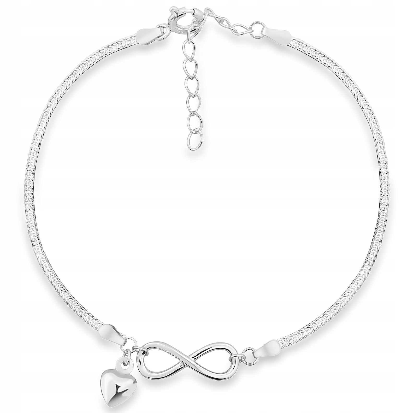 Srebrna bransoletka damska serce celebrytka nieskończoność srebro próba 925