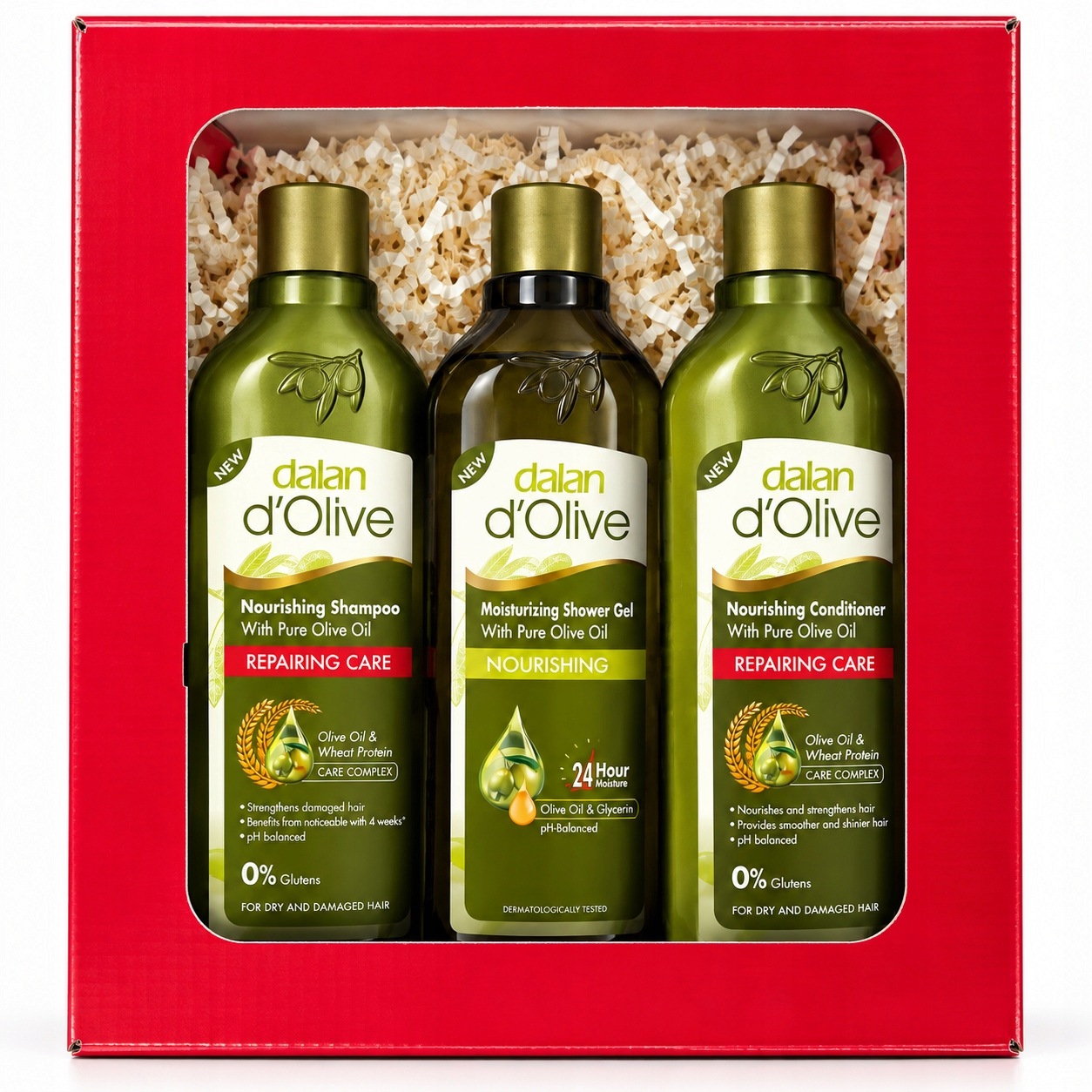 Dalan d'Olive Dárková Sada Šampon Kondicionér Regenerace zel 3x400 ml