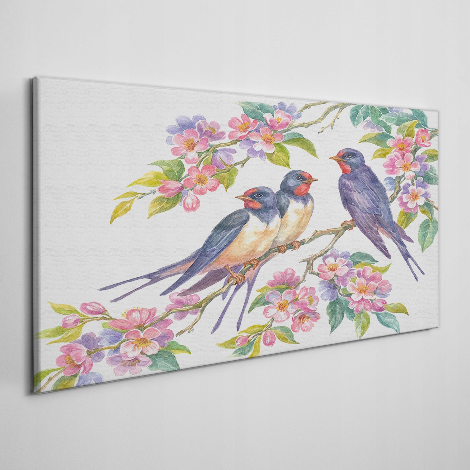 

Obraz na płótnie Zwierzęta ptaki kwiaty 100x50 cm