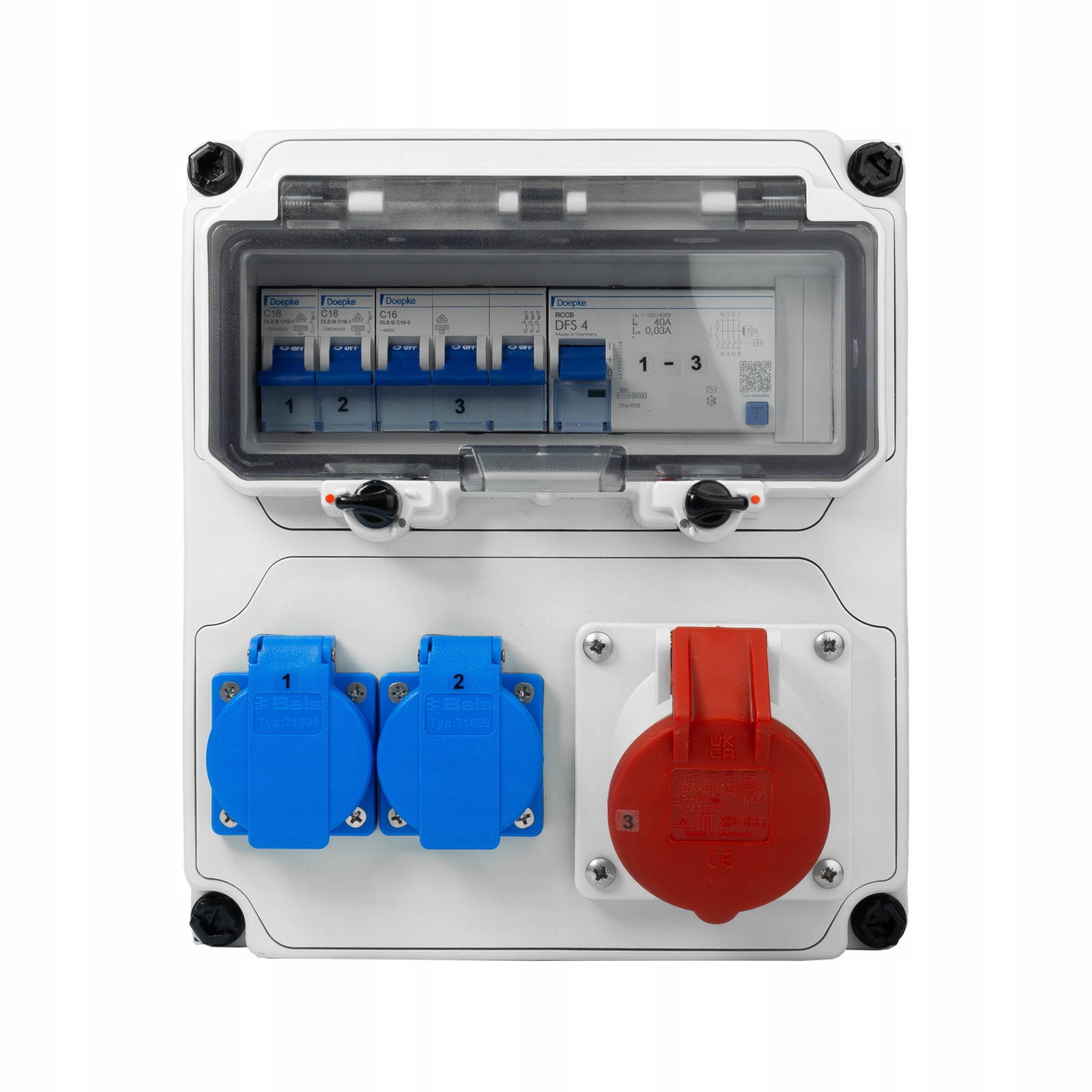 Stavebný rozvádzač 2x16A 230V Schuko 1x16A Cee IP44 Bals