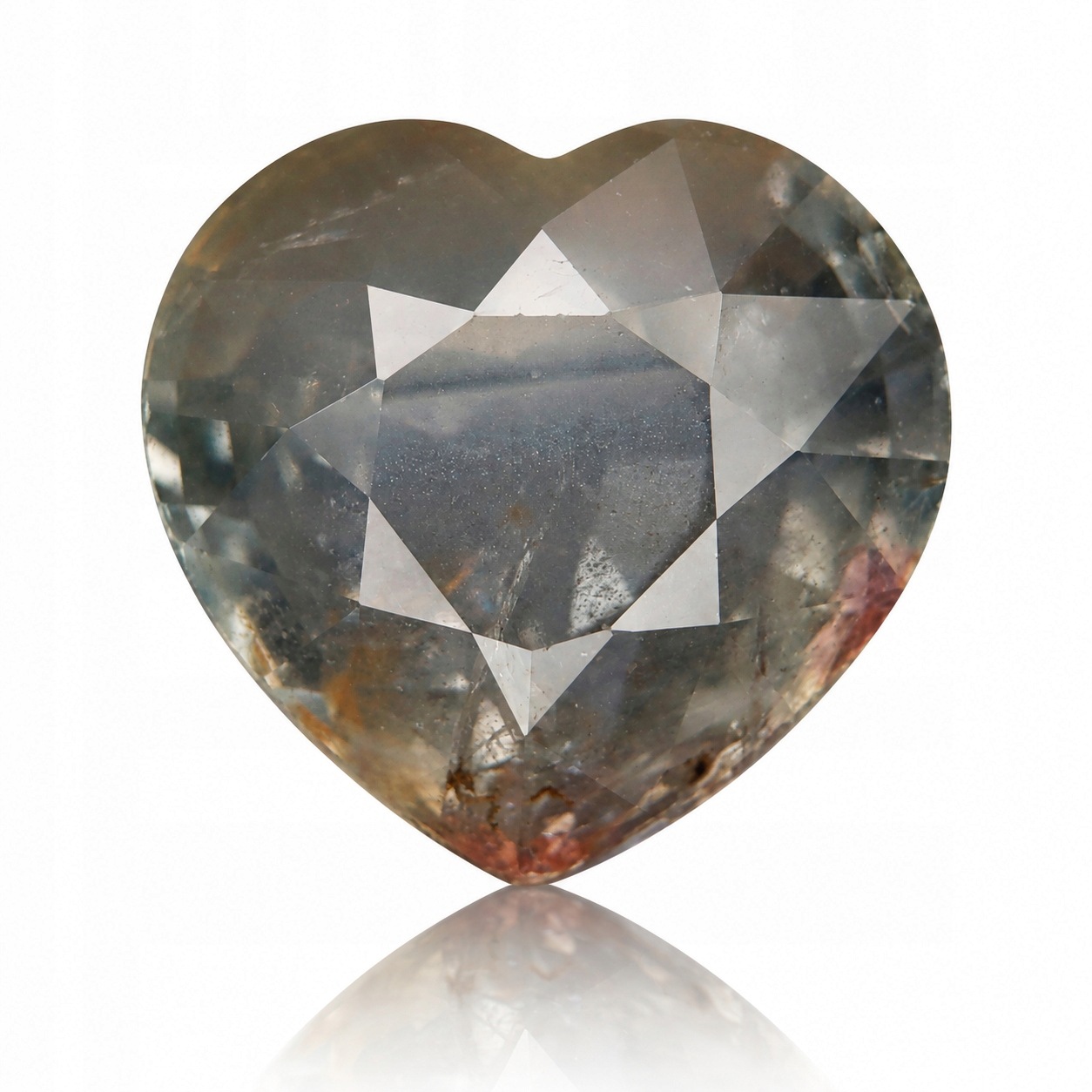 Přírodní safír 5.96 ct Šedé srdce Tanzanie I1 certifikát Wbd
