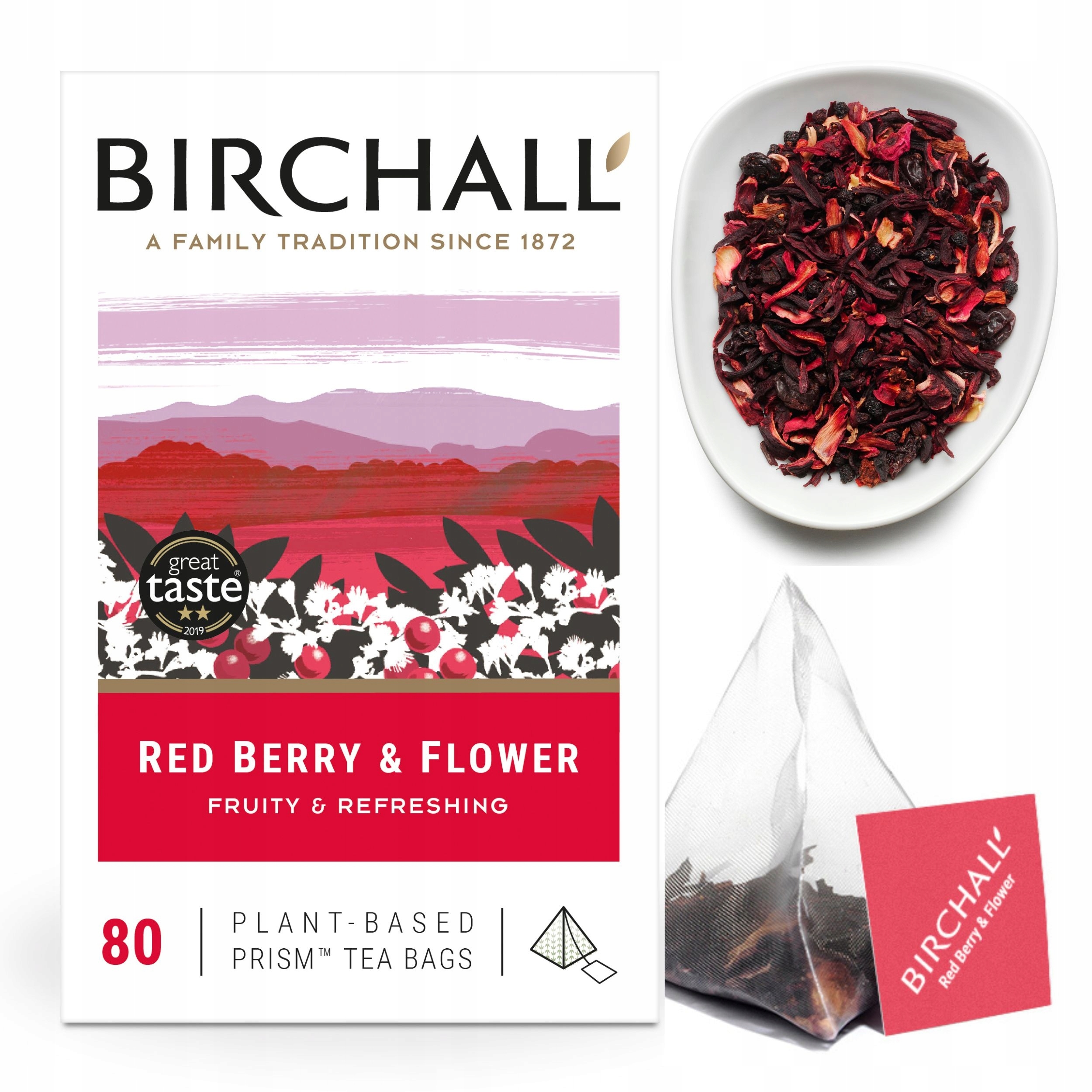 Levně Anglický Čaj ibišek Birchall Red Berry 80 ks 320 g pyramidy
