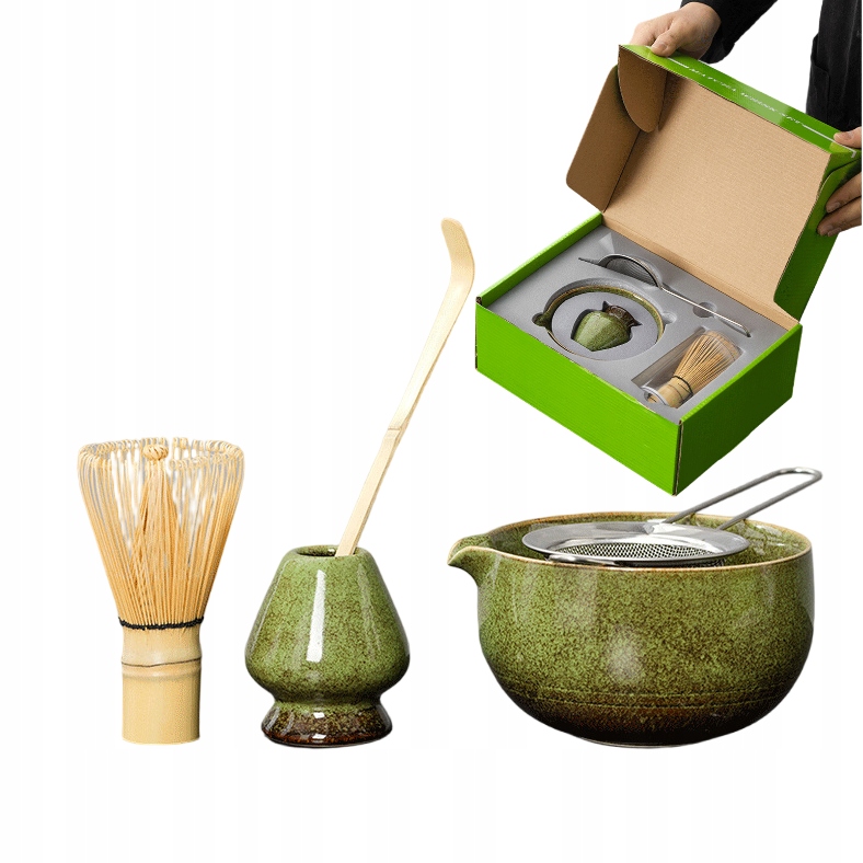 Dárková sada na čaj Matcha, stojan na koště, lžíce, metla, držák na sítko, naběračka Homkel 5 el