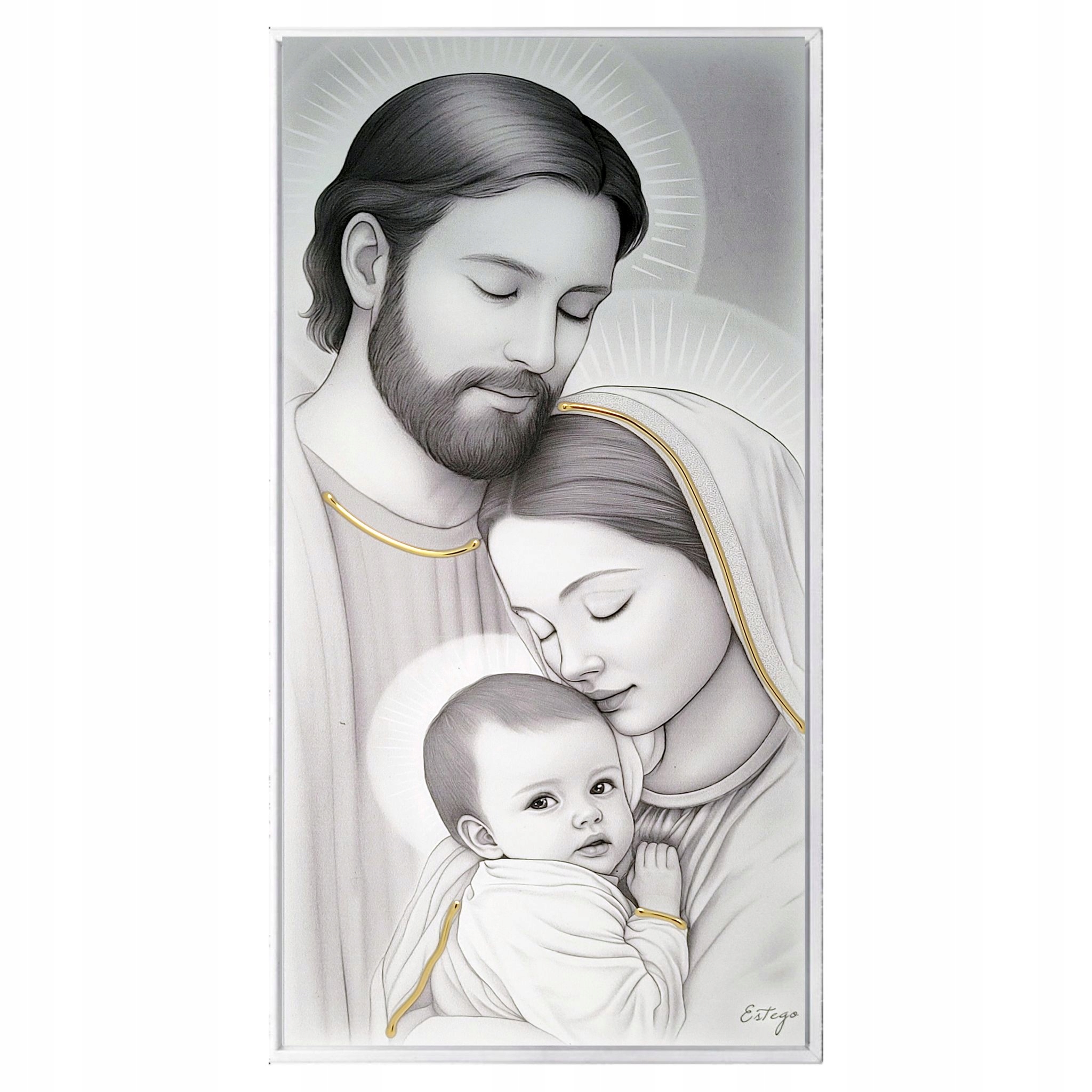 Obraz Świętej Rodziny malowany w ramie 63x33 cm Sku: ES07156801D