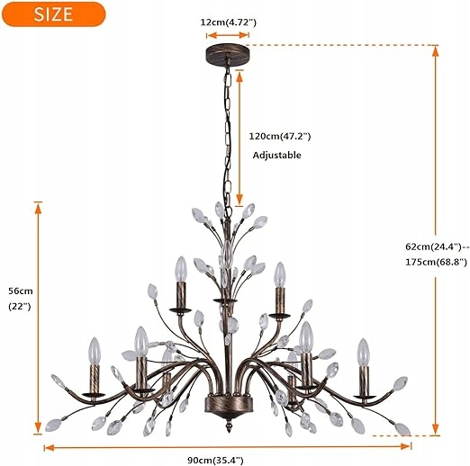 Wiszący żyrandol/Lampa rustykalna z kandelabrem antyczna E14 GANEED Kod producenta GLM-DD-3G