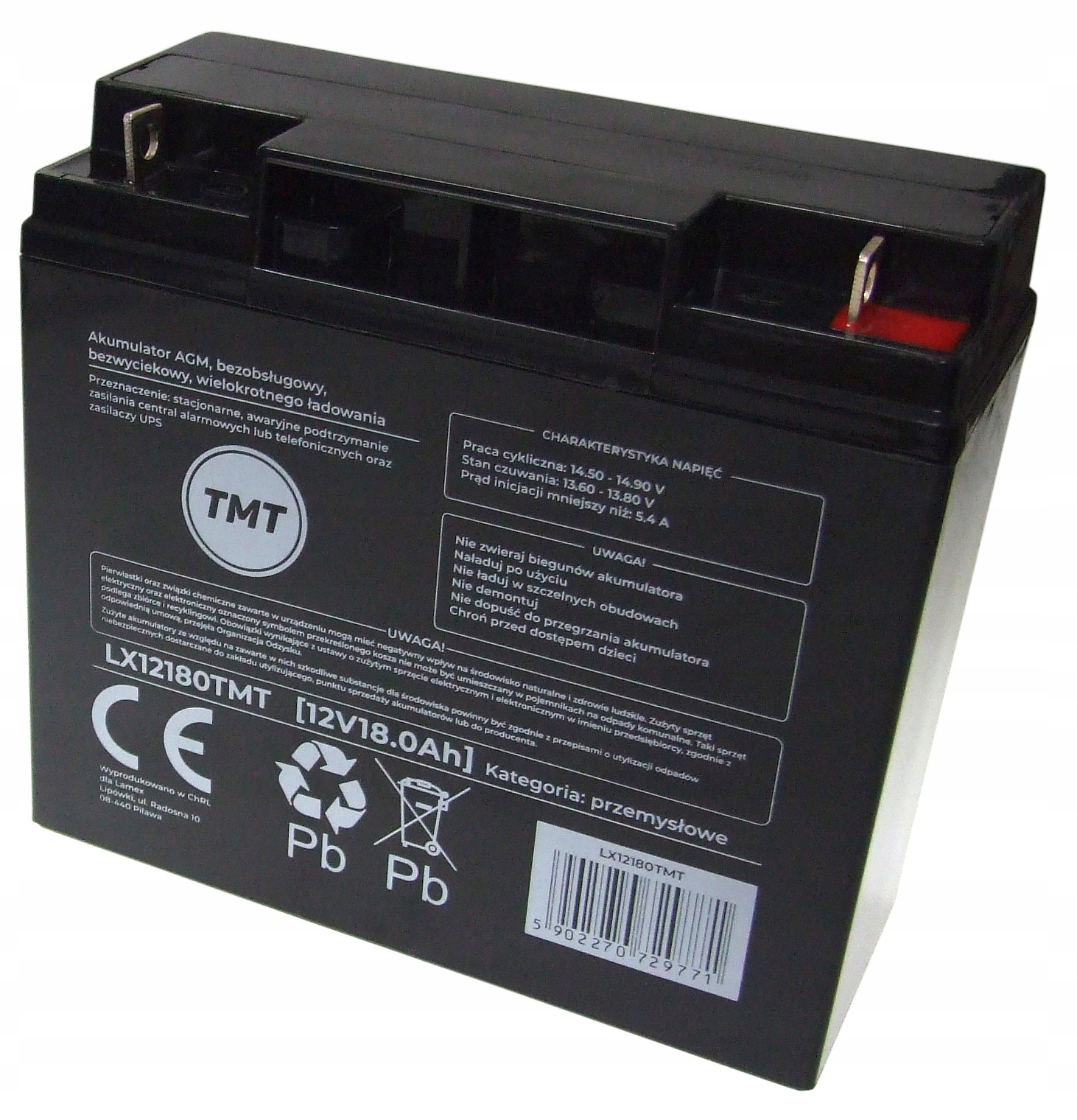 Akumulátor Agm 12V 18Ah Tmt (rozměr 17Ah 20Ah) auta Ups solární kolo alarm