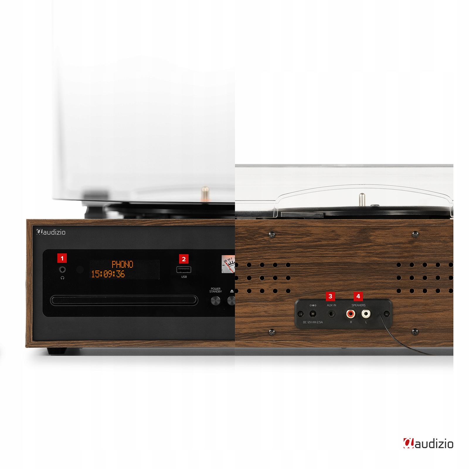 Gramofon retro Boston odtwarzacz CD USB radio DAB głośniki pilot Audizio Stan opakowania oryginalne