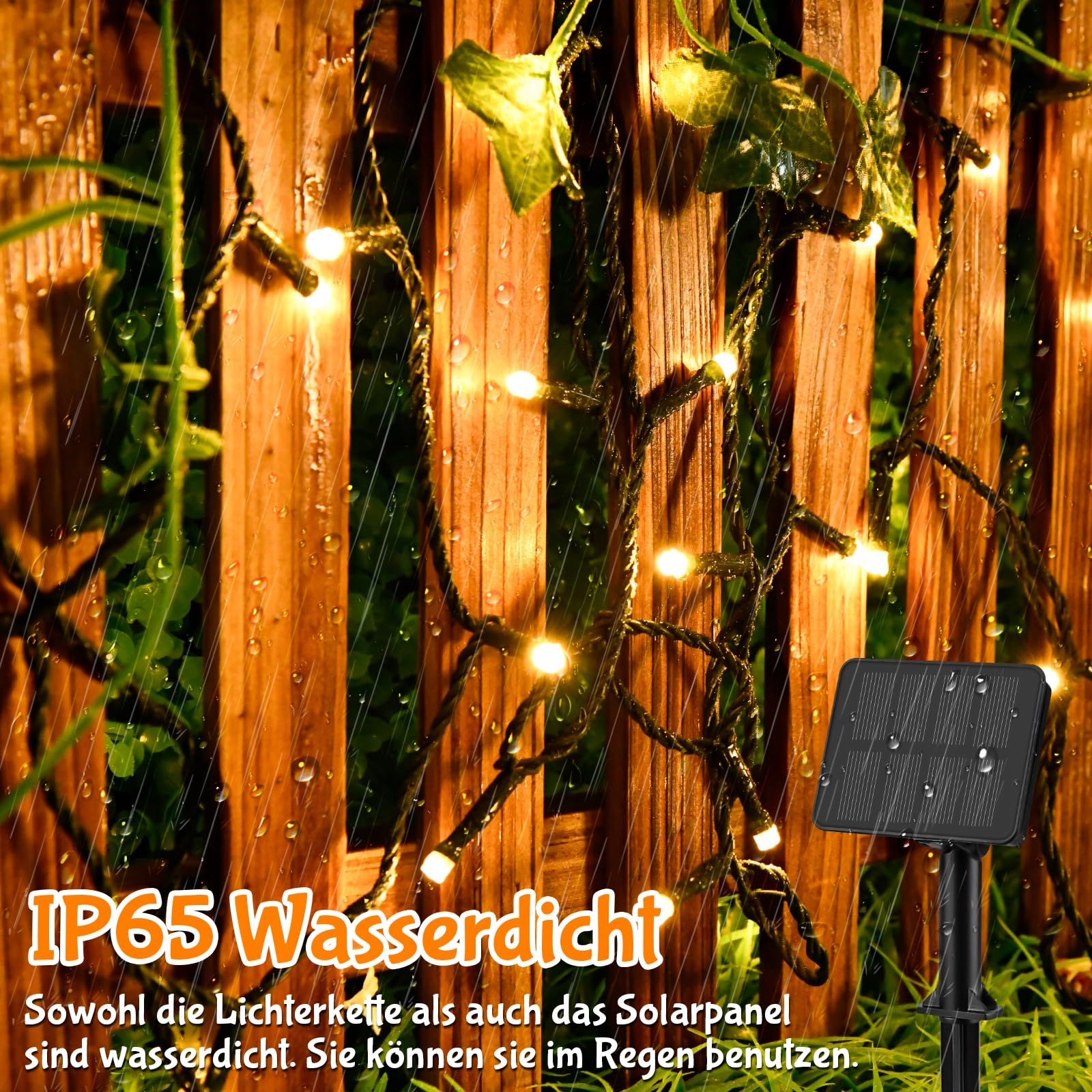 ETOPGO Solarne Lampki Girlanda Świetlna Łańcuch Dekoracyjny 12M 120LED IP65 — miniatura 4