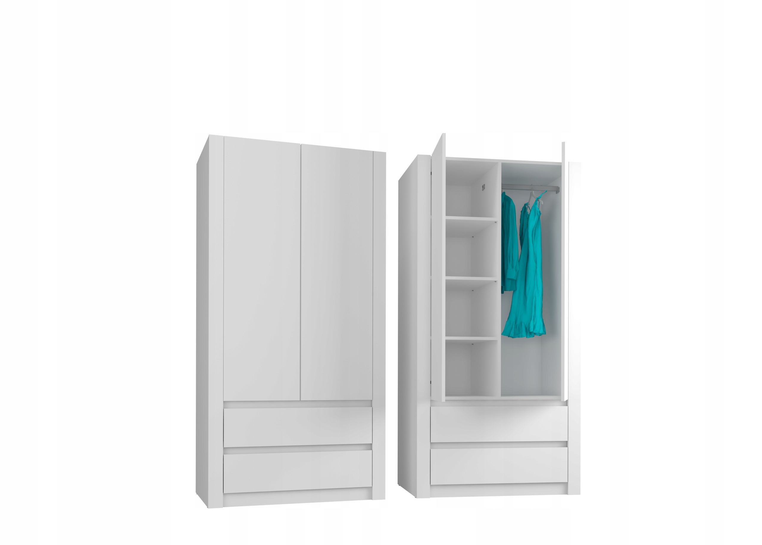Szafa garderoba 90cm 2d 2sz biała B-20 Kolekcja Modern