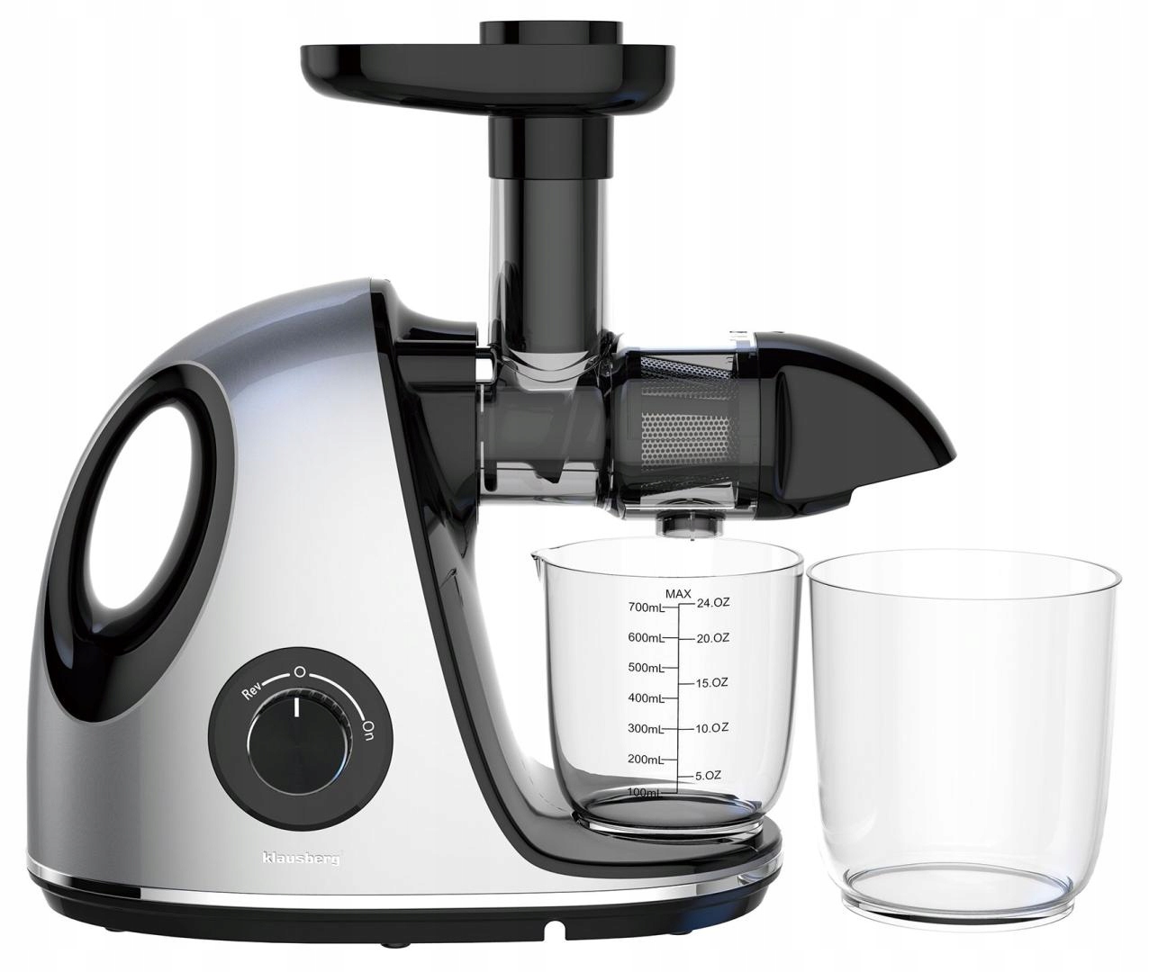 Pomalý odšťavňovač na ovoce a zeleniny, horizontální, 150 W, šedý, Klausberg