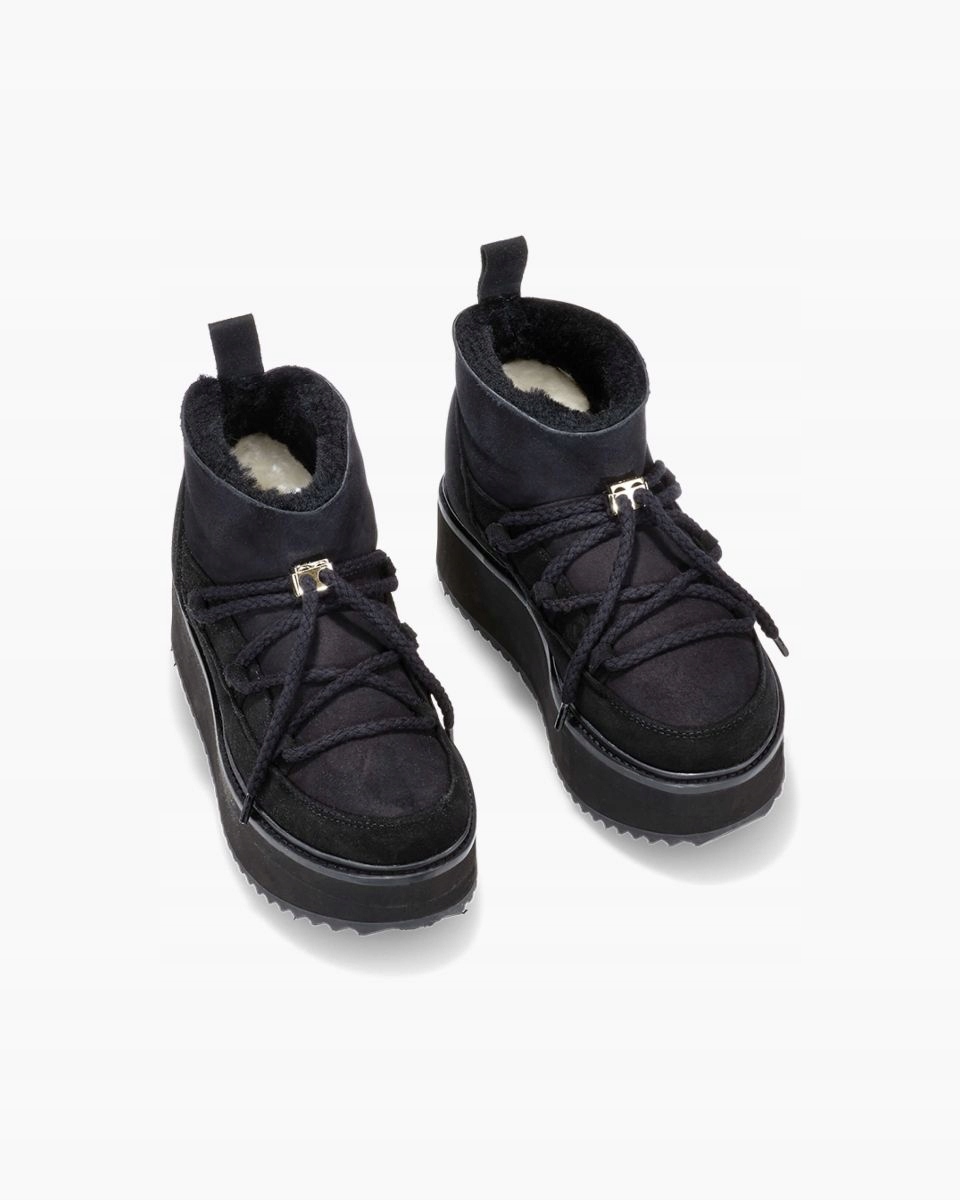Czarne Buty Śniegowce INUIKII Classic Low Platform Ocieplane Skóra r.36 Kod producenta 75104-105, CLASSIC LOW PLATFORM BLACK 0201
