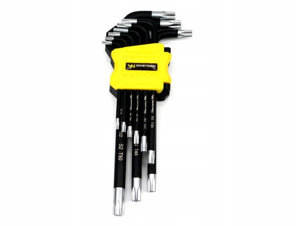 Zestaw kluczy przedłużonych Torx T10-T50 ze stali S2 9el w uchwycie Waryńs