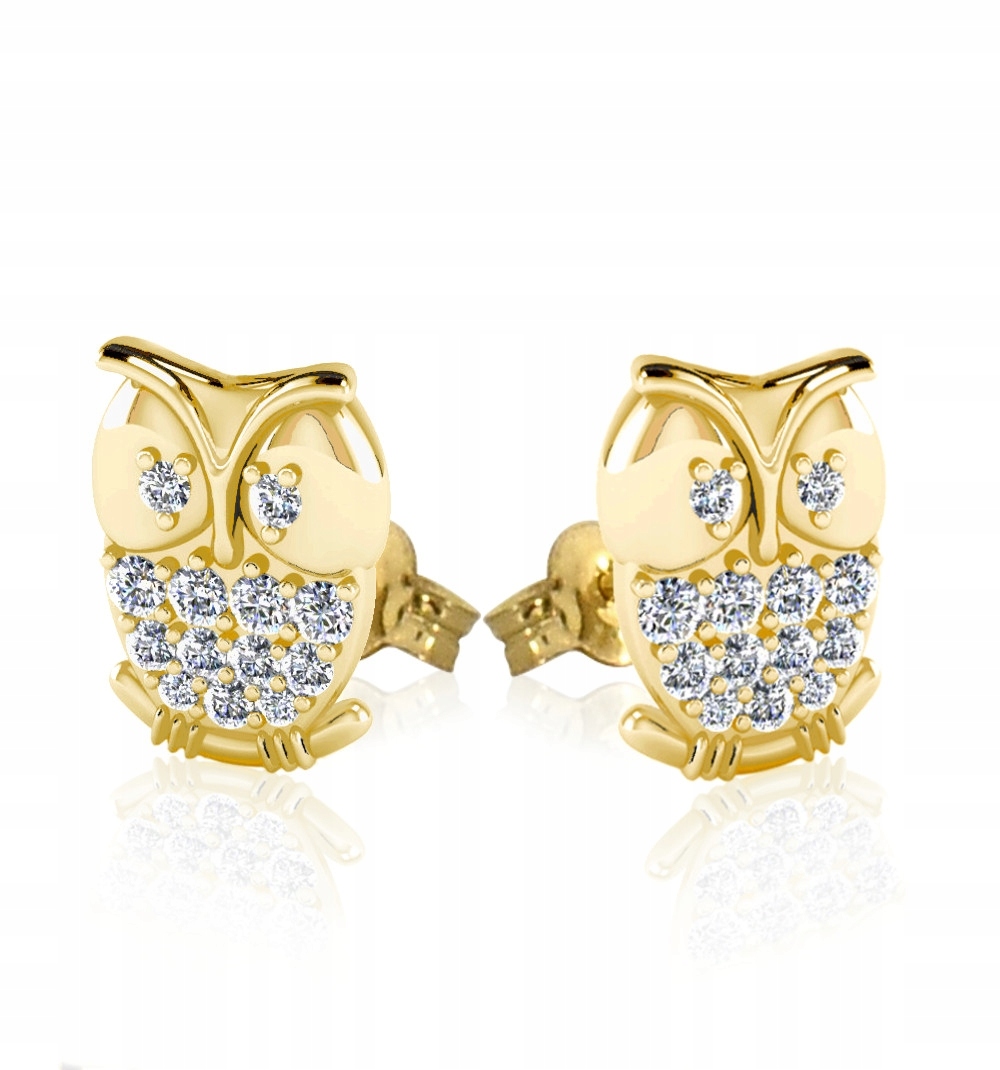 Malé Zlaté Náušnice S Náušnice Sovy Ryzost 585