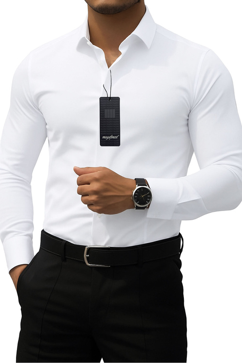 Biała koszula męska wizytowa klasyczna długi r. 309 L 41-42