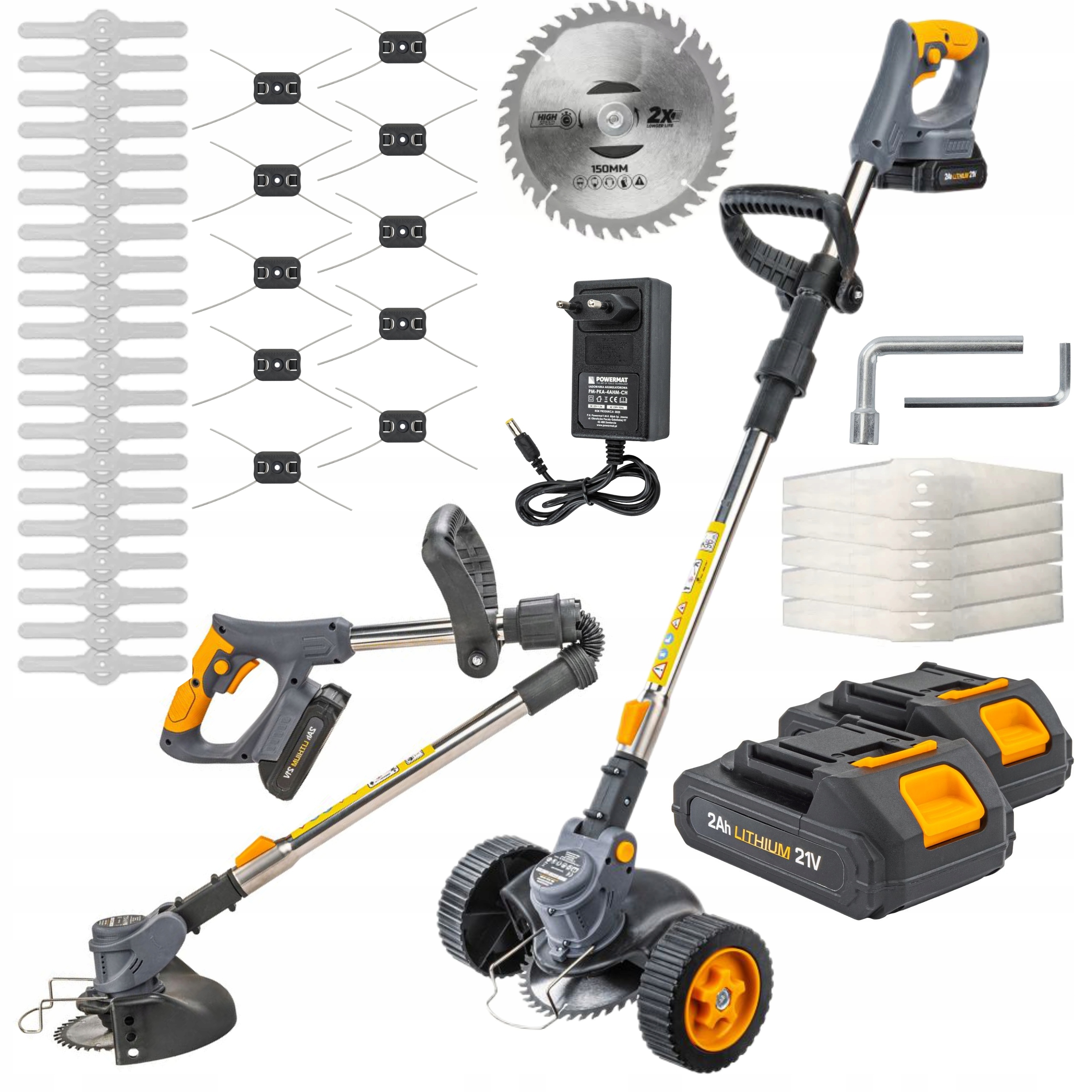 Akumulátorový Křovinořez Vyžínač Na Kolečkach 2X 21V 2AH Sada