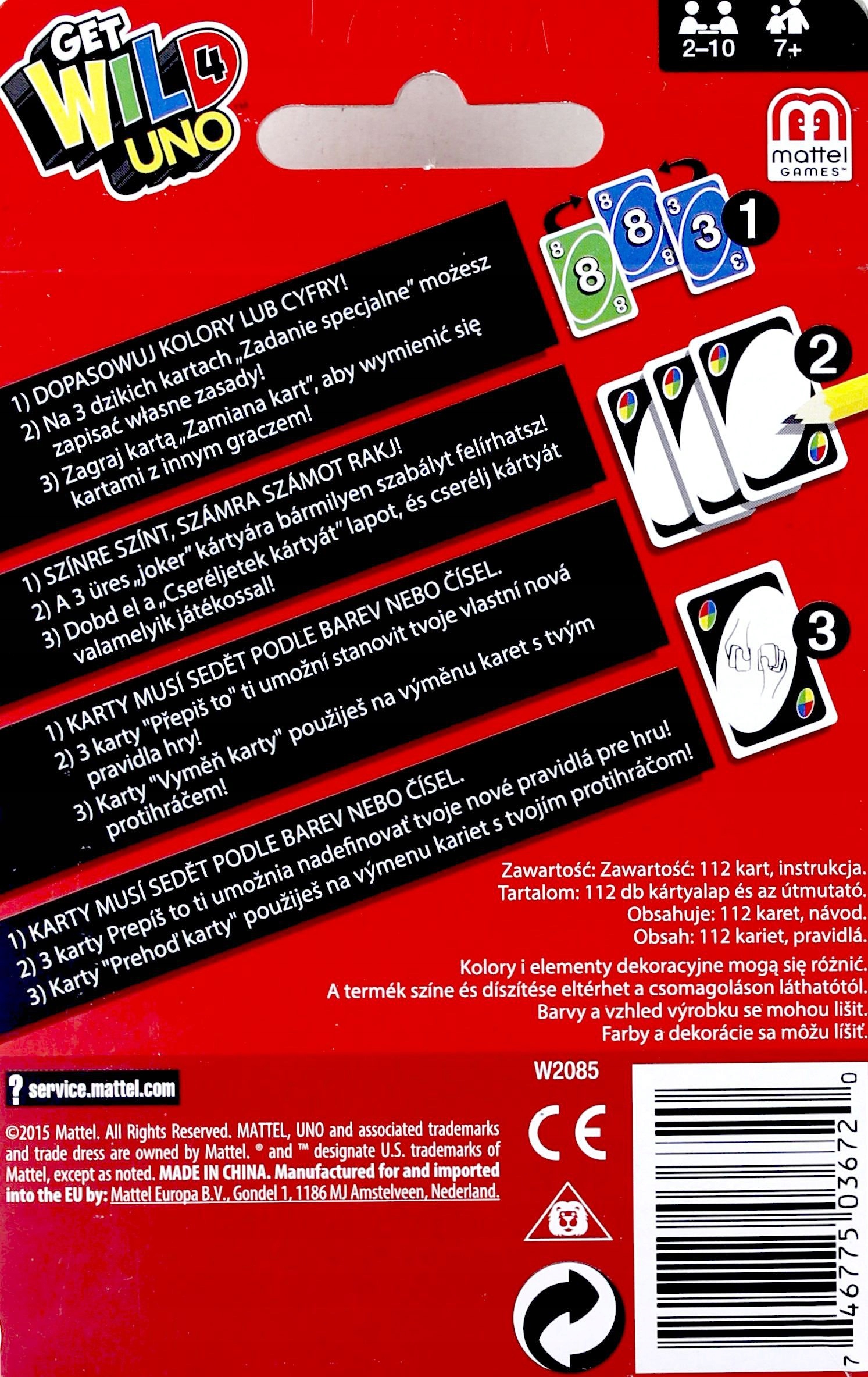 MATTEL KARTY UNO W2085 [KARTY] Stan opakowania oryginalne