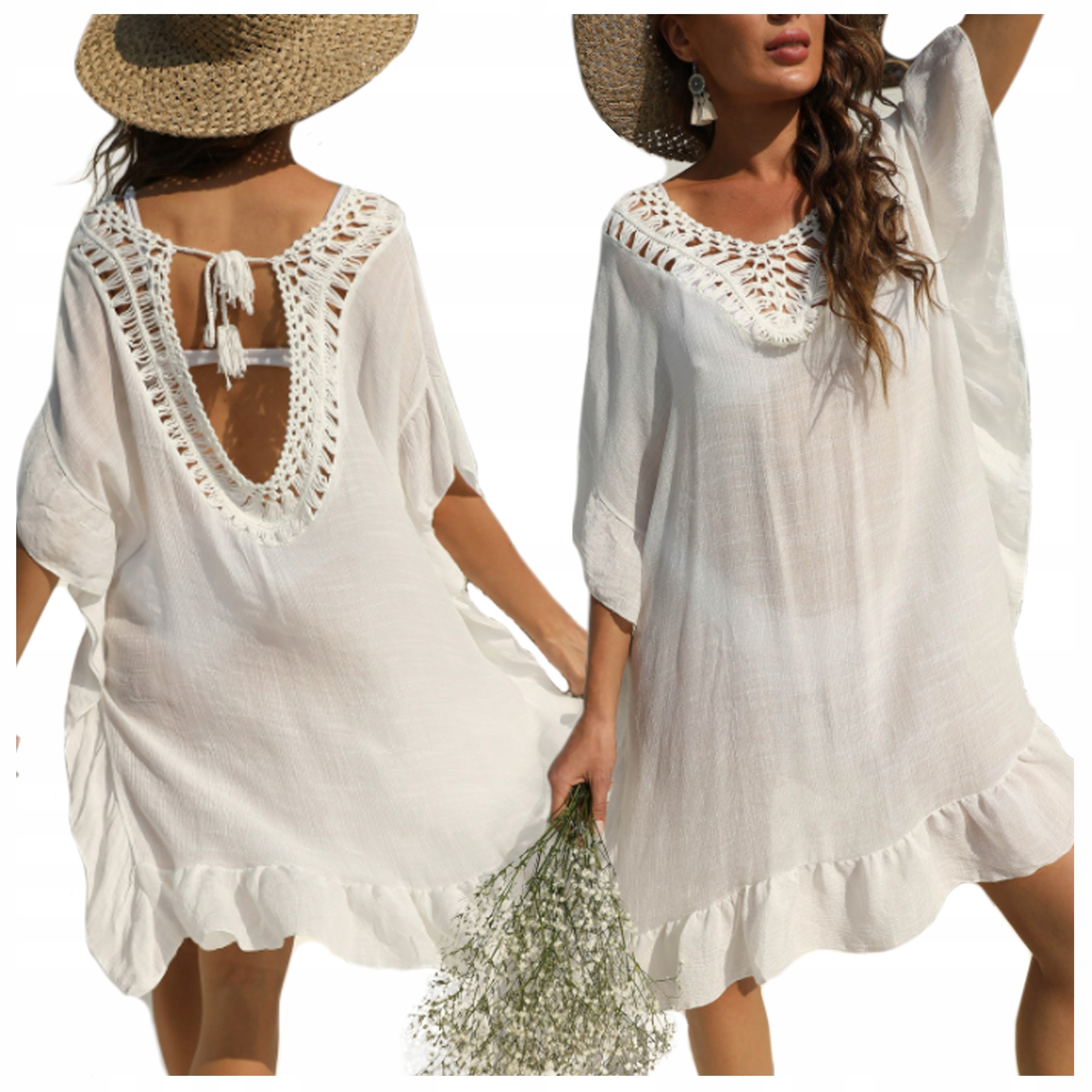 

Pareo letnia sukienka plażowa Boho tunika Haft