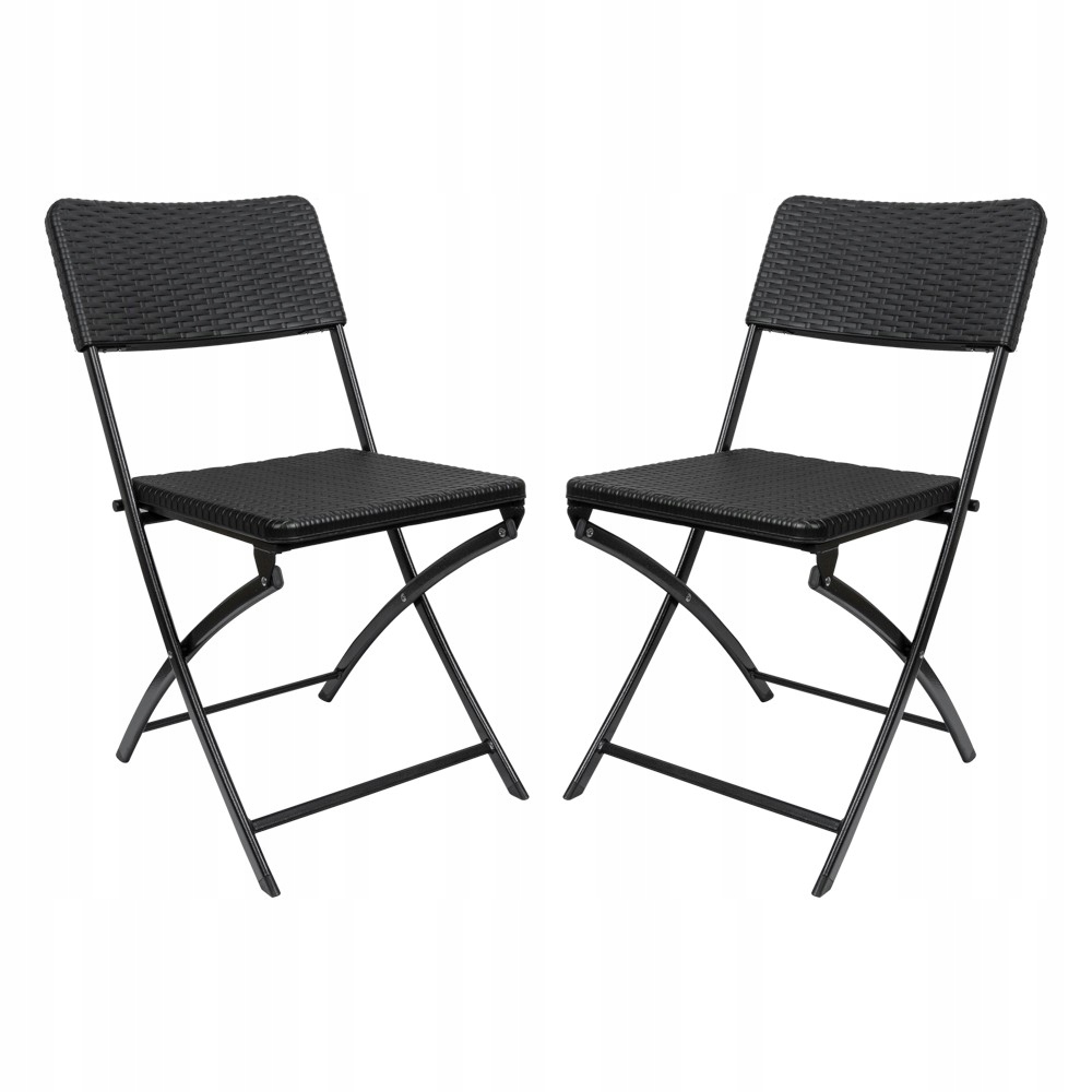 Balkonové skládací zahradní křeslo na terasu, kovové, 2 ks, černé, Ssc 1