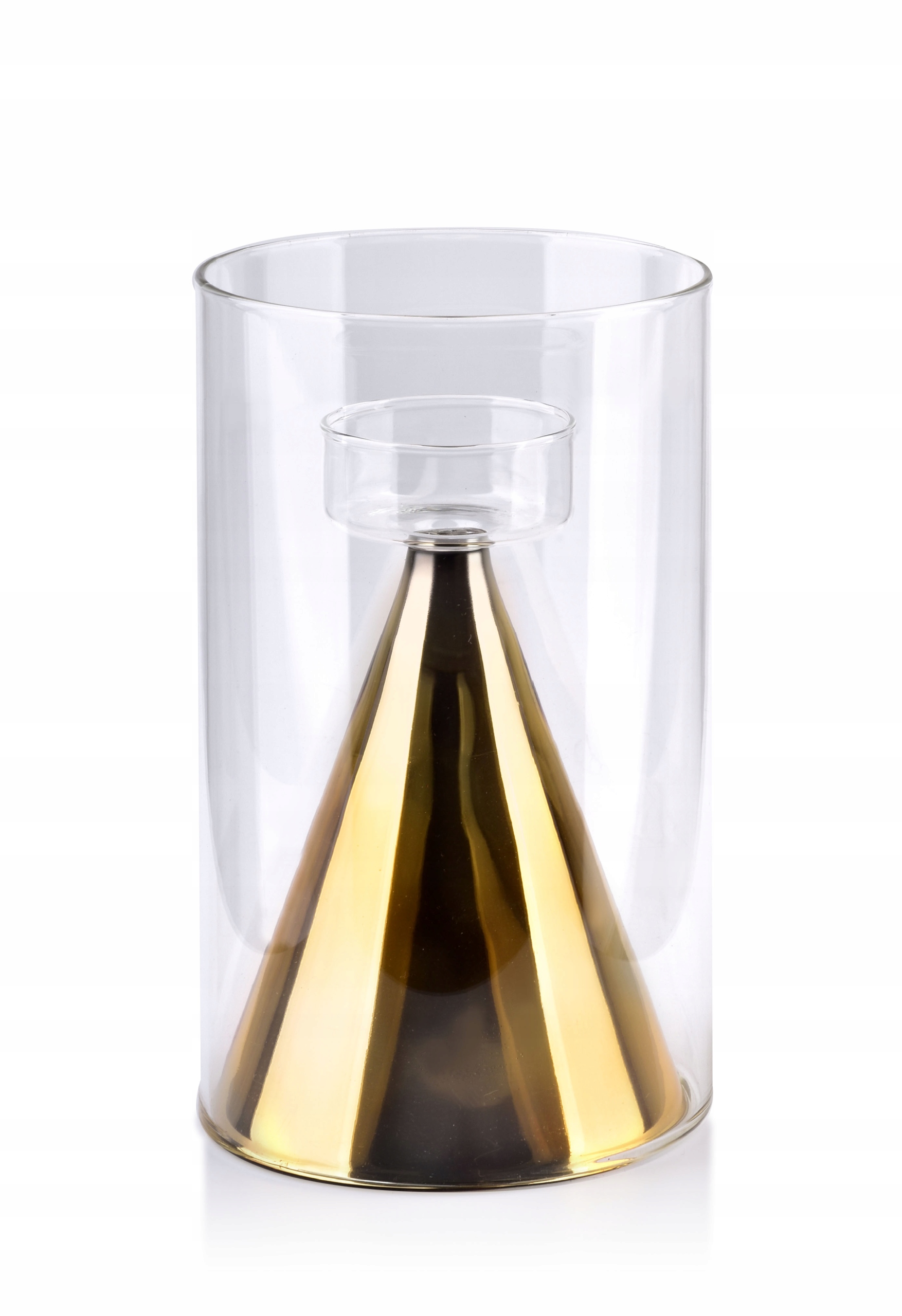 

Świecznik złoty glamour szklany lampion Rita 20 cm