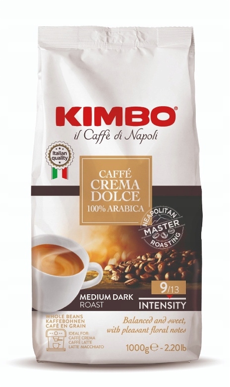 Levně Káva zrnková Kimbo Crema Dolce Arabica 100% 1 kg