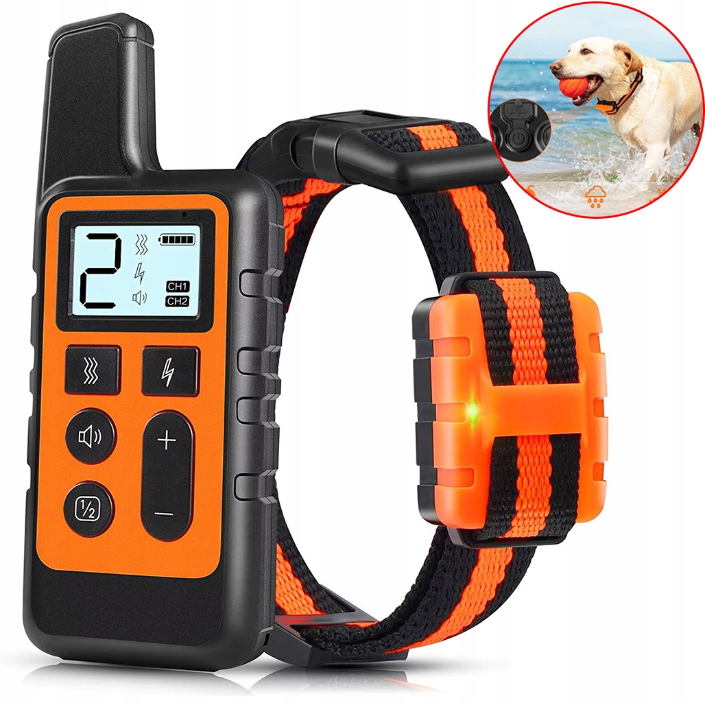 Levně Voděodolný Elektrický Výcvikový Obojek Pro Psa S Dálkovým Ovládáním, Dosah 500 M