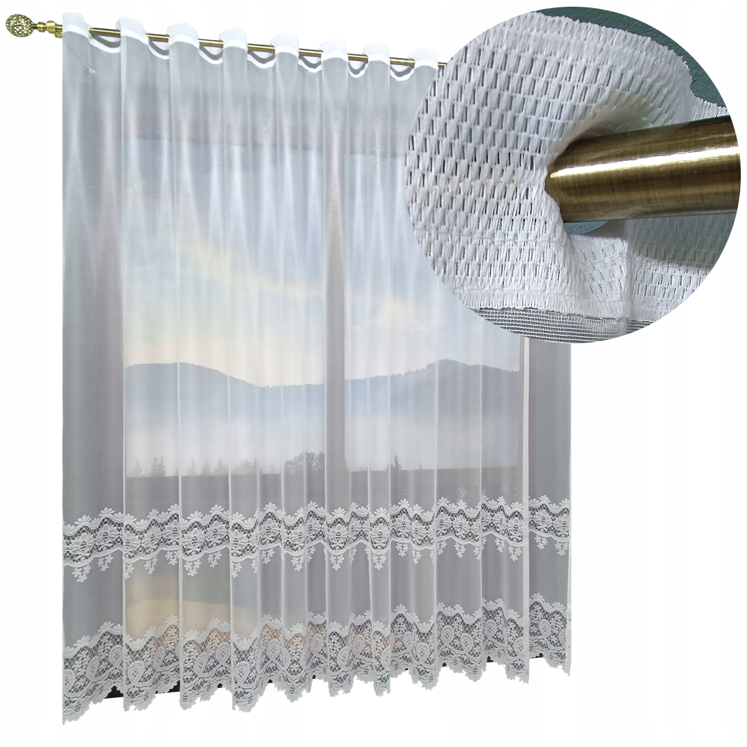 Hotová Záclona Žakárové Oka Imitace Gipiury Bez Žehlení 570x210