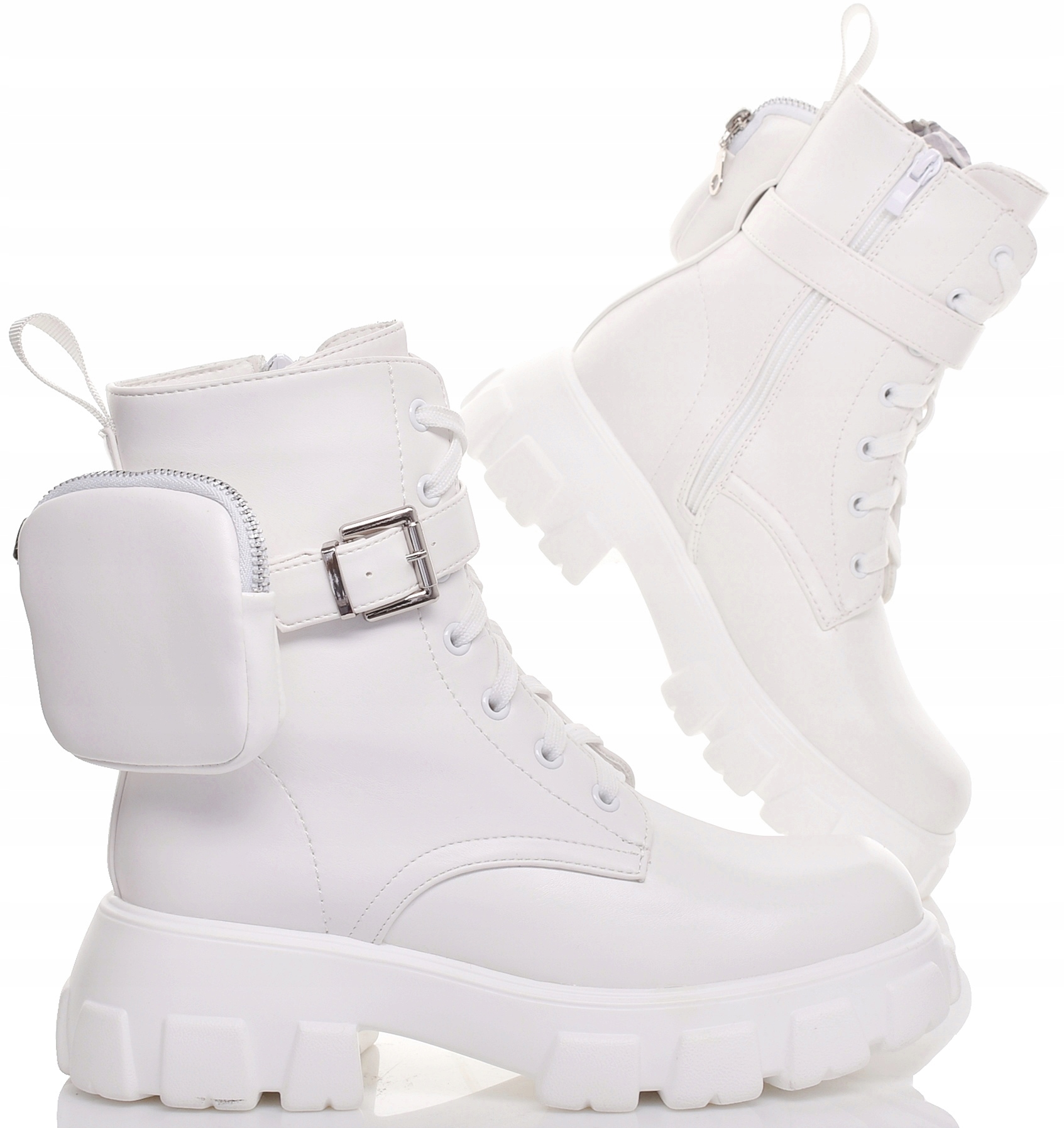 

Damskie Trapery Skórzane Botki Z Saszetką Workery