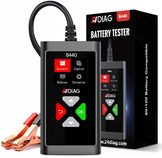 24DIAG B440 Miernik Tester Do Akumulatorów Baterii 6V 12V 2-220AH j.Polski