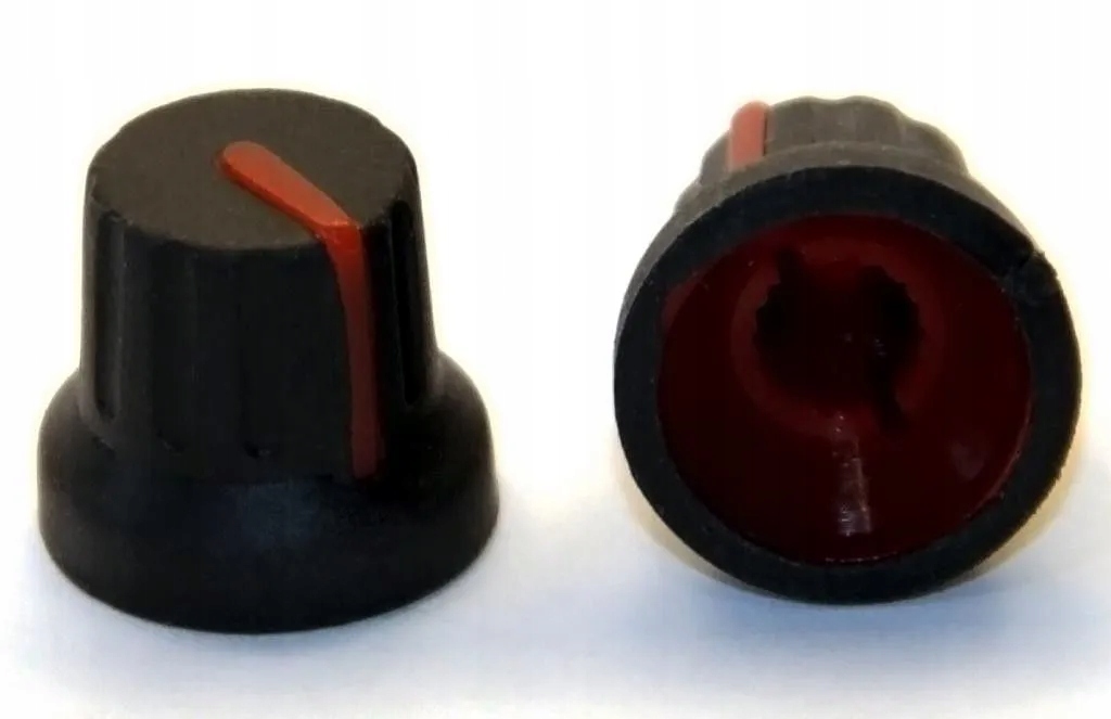 

Gałka potencjometru 2 szt czerwona oś 6mm h=14.6mm