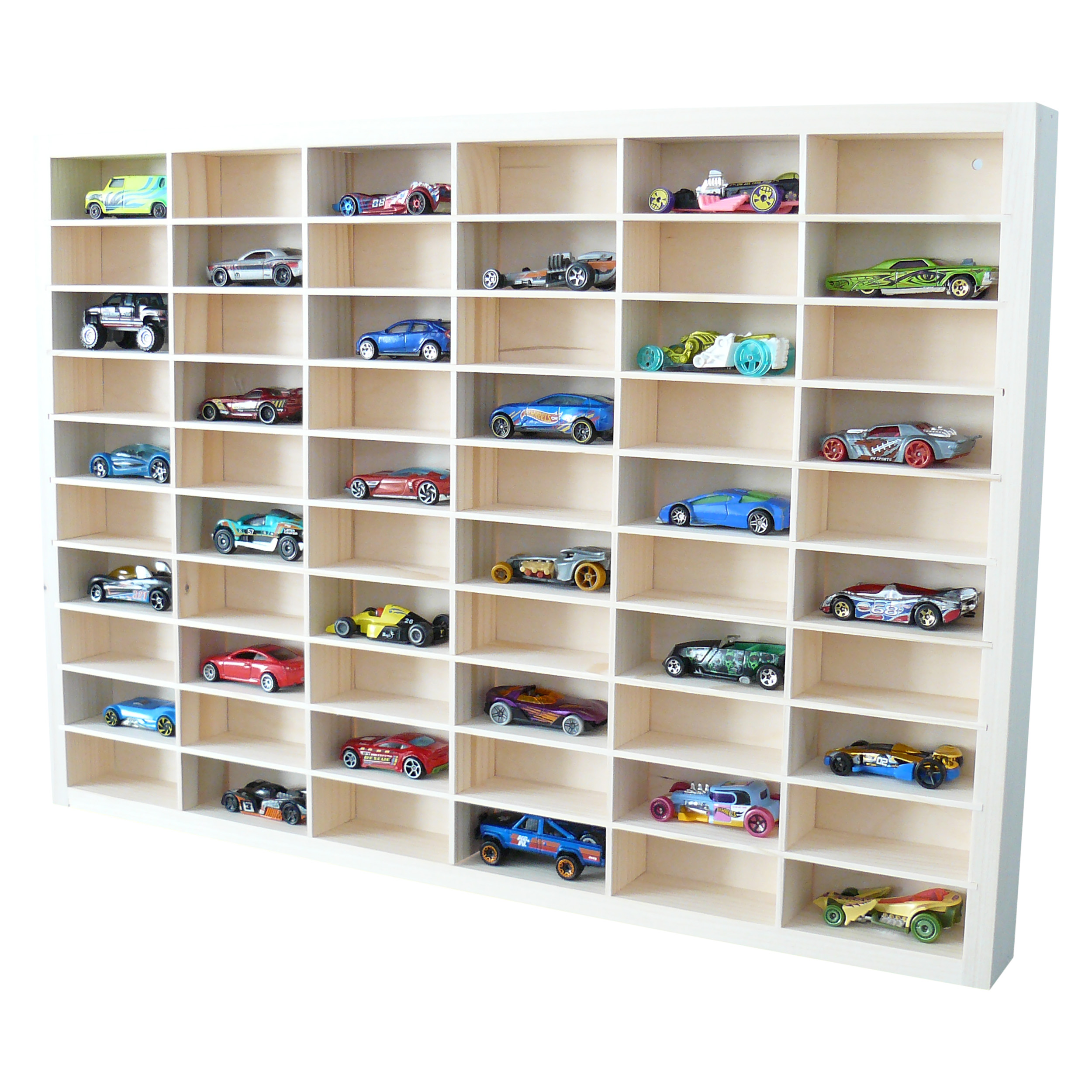 DREWNIANA PÓŁKA NA HOT WHEELS RESORAKI SAMOCHODZIKI 60 PRZEGRÓDEK POKÓJ