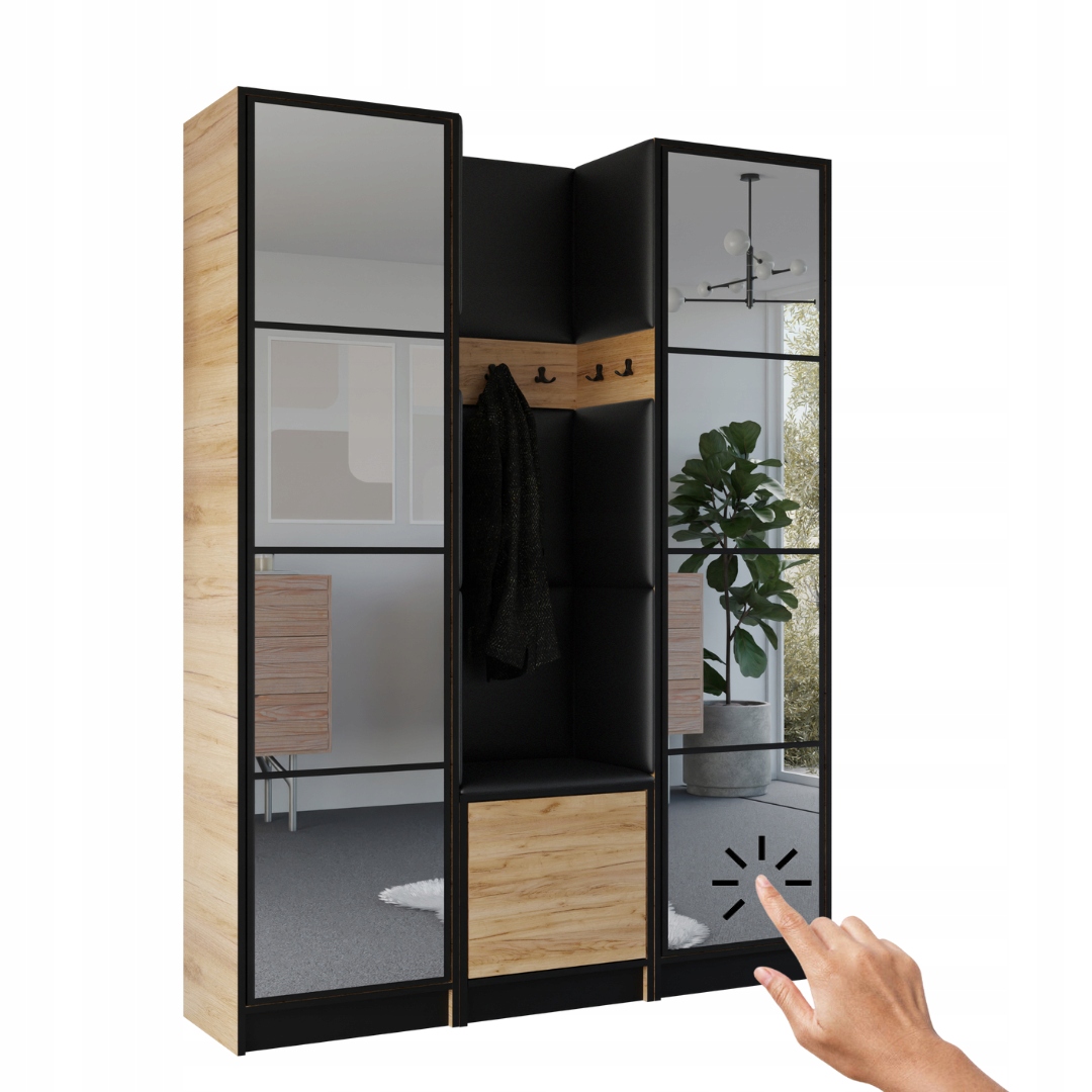 Šatní skříň Costa 12 dub craft zlatý ekokůže černá Vzor 1