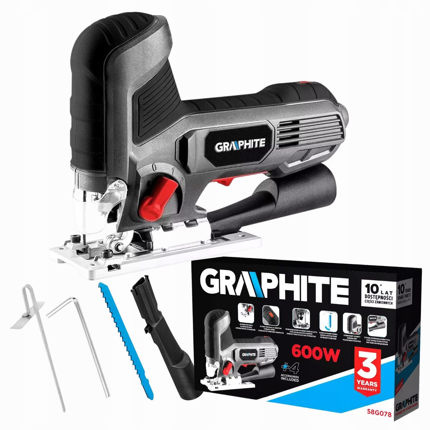 Wyrzynarka drewna metalu 600W ilość suwów 800-3000